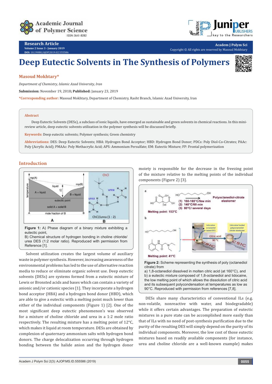 First page of Deep Eutectic Solvents in The Synthesis of Polymers
