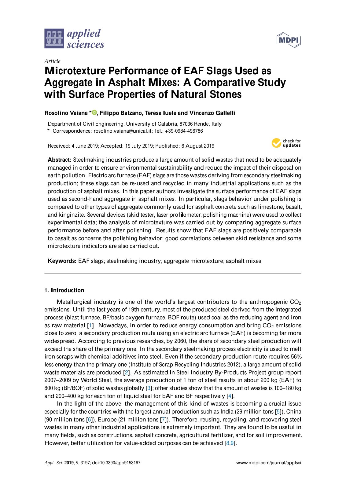 First page of 117 Microtexture Performance of EAF Slags Used as Aggregate in Asphalt Mixes A Comparative Study with Surface Propertie