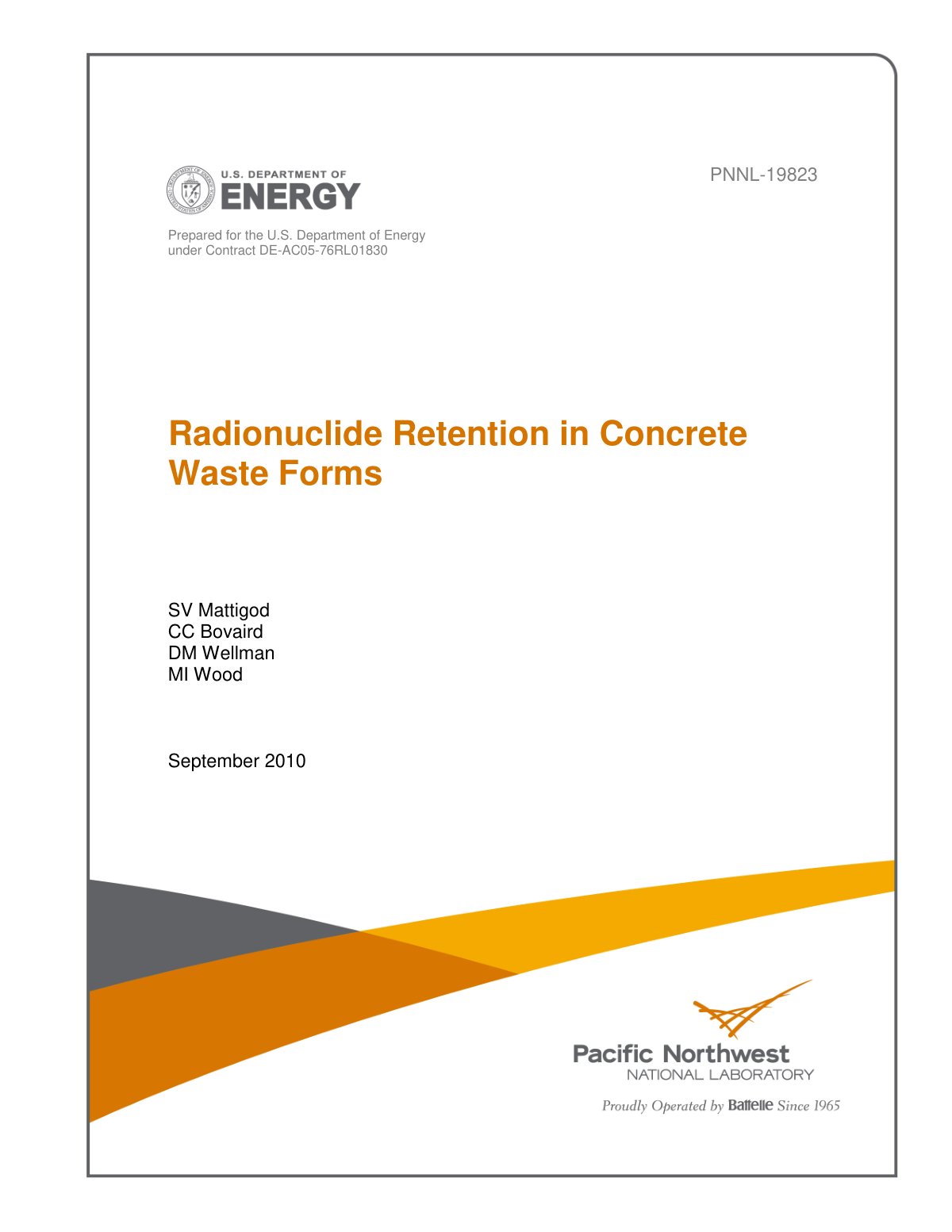 First page of Radionuclide Retention in Concrete Waste Forms