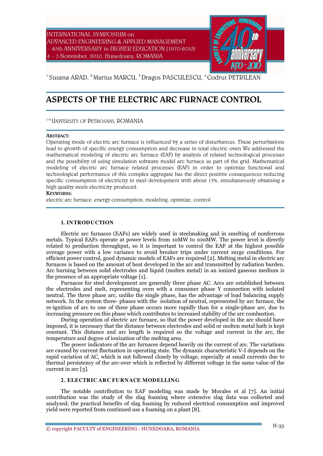 First page of Aspects of the electric arc furnace cont