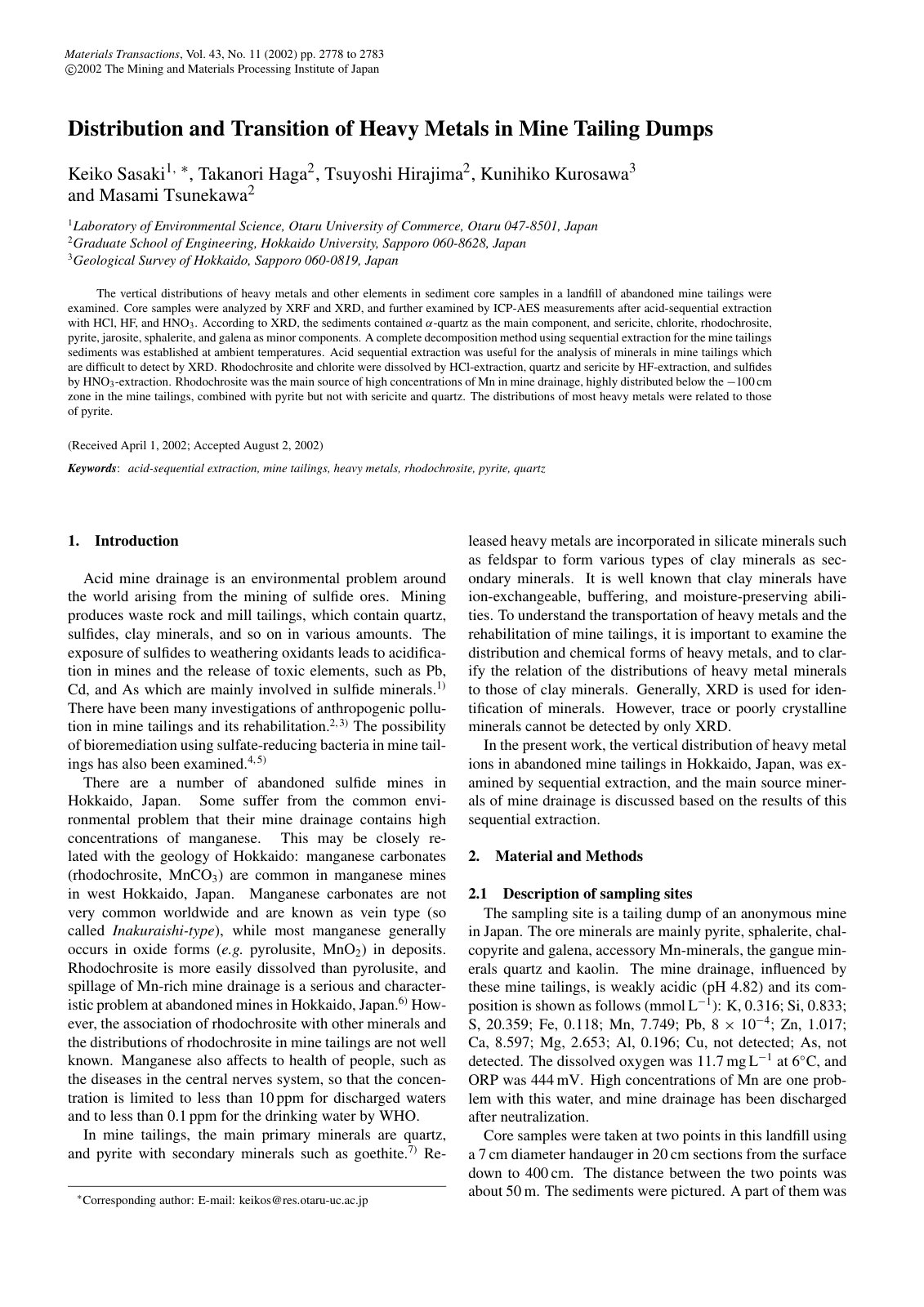 First page of Distribution and Transition of Heavy Met