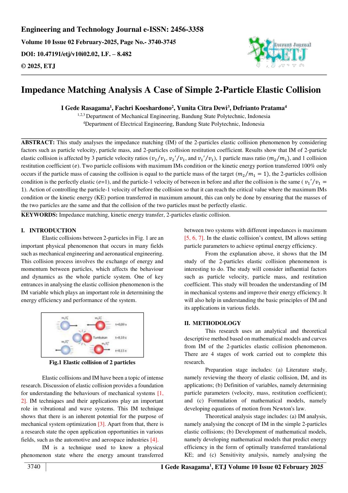 First page of Impedance Matching Analysis A Case of Simple 2-Particle Elastic Collision  