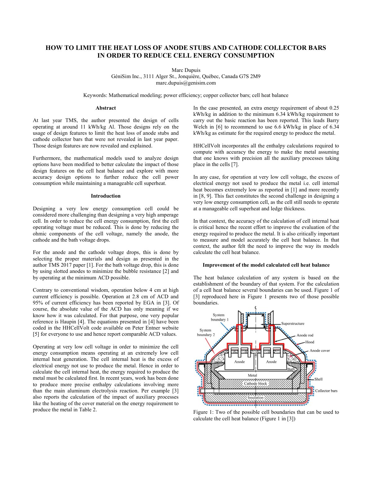 First page of HOW TO LIMIT THE HEAT LOSS OF ANODE STUBS AND CATHODE COLLECTOR BARS IN ORDER TO REDUCE CELL ENERGY CONSUMPTION
