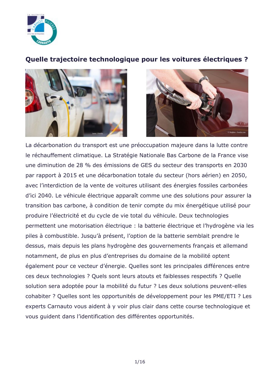 First page of trajectoire technologique ve