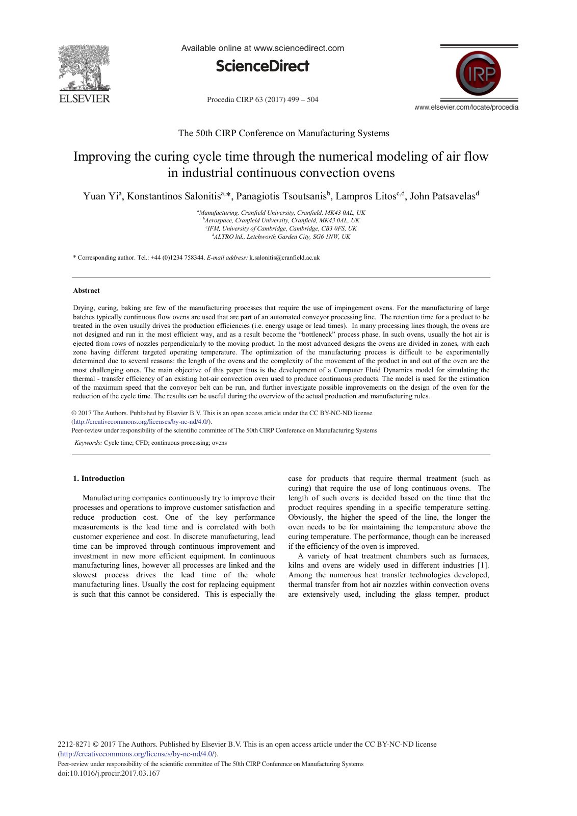 First page of Improving the Curing Cycle Time through