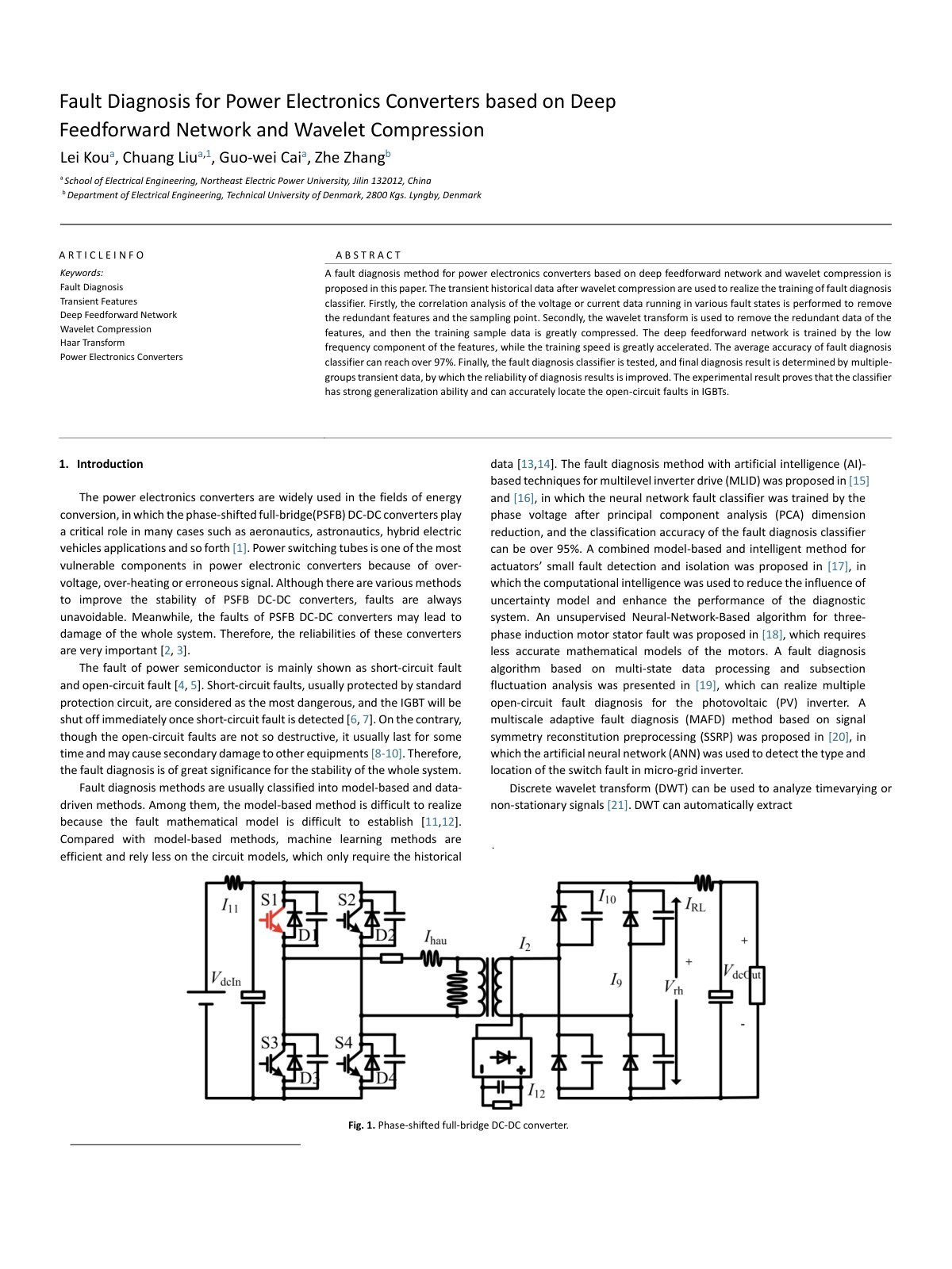 First page of Fault Diagnosis for Power Electronics Converters based on Deep Feedforward Network and Wavelet Compression
