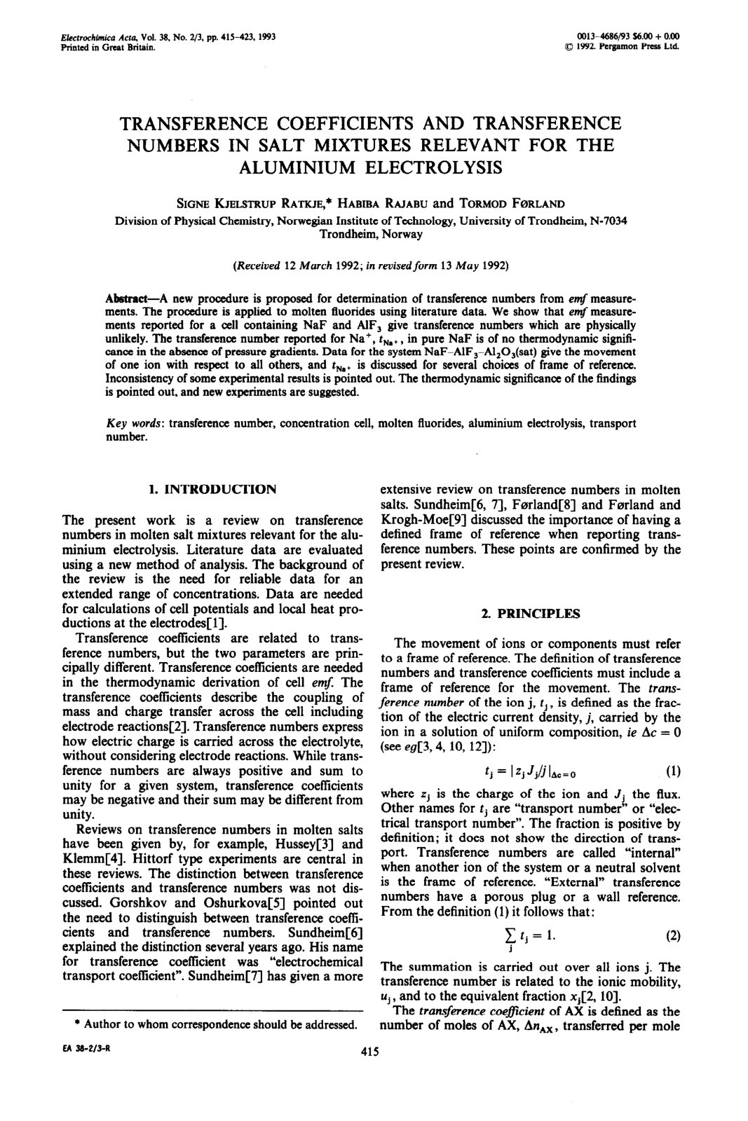 First page of Transference coefficients and transferen