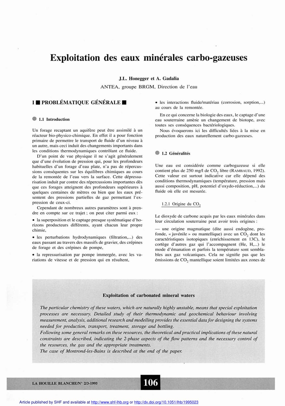 First page of Exploitation des eaux minérales carbo-gazeuses