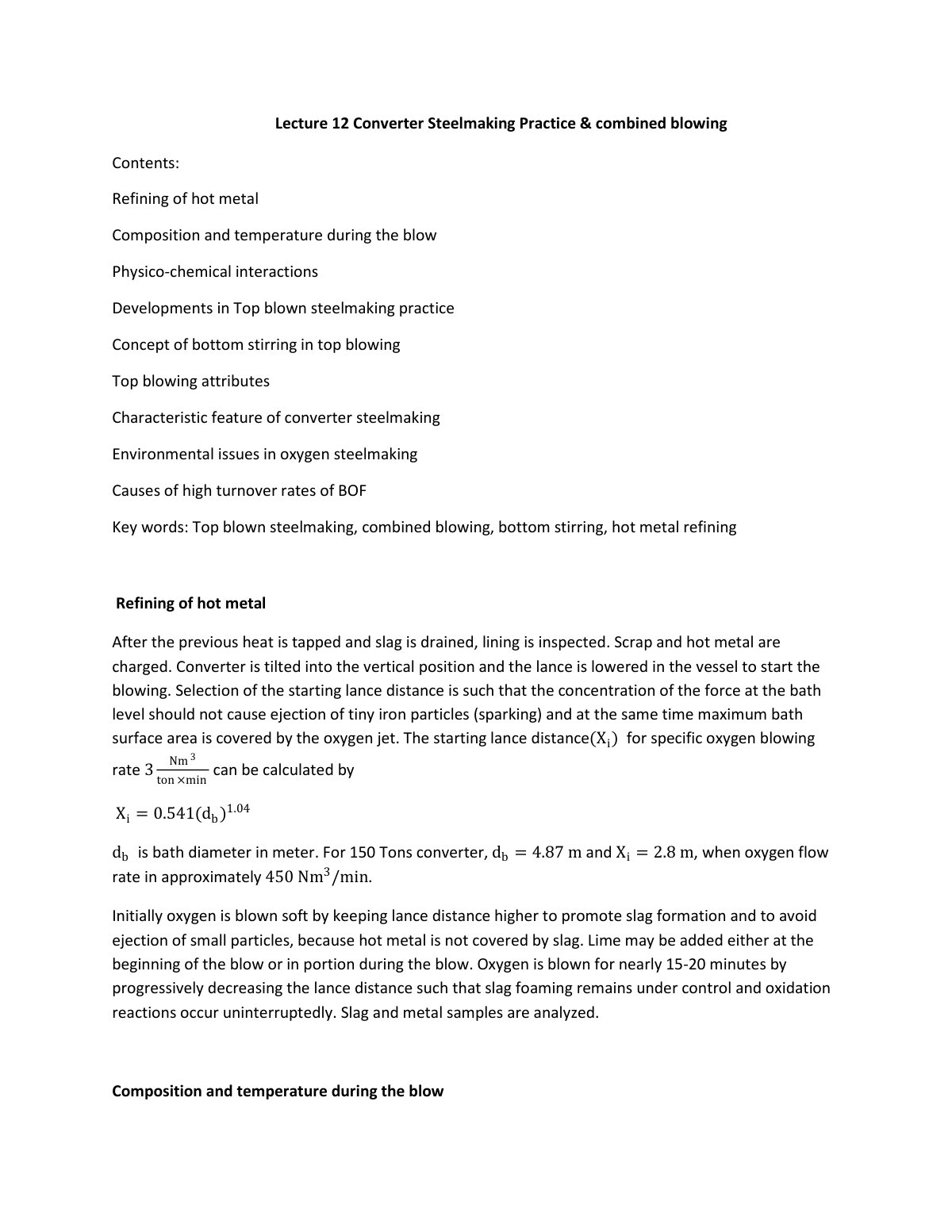 First page of 346132992 Lecture 12 Modern Steelmaking Practice
