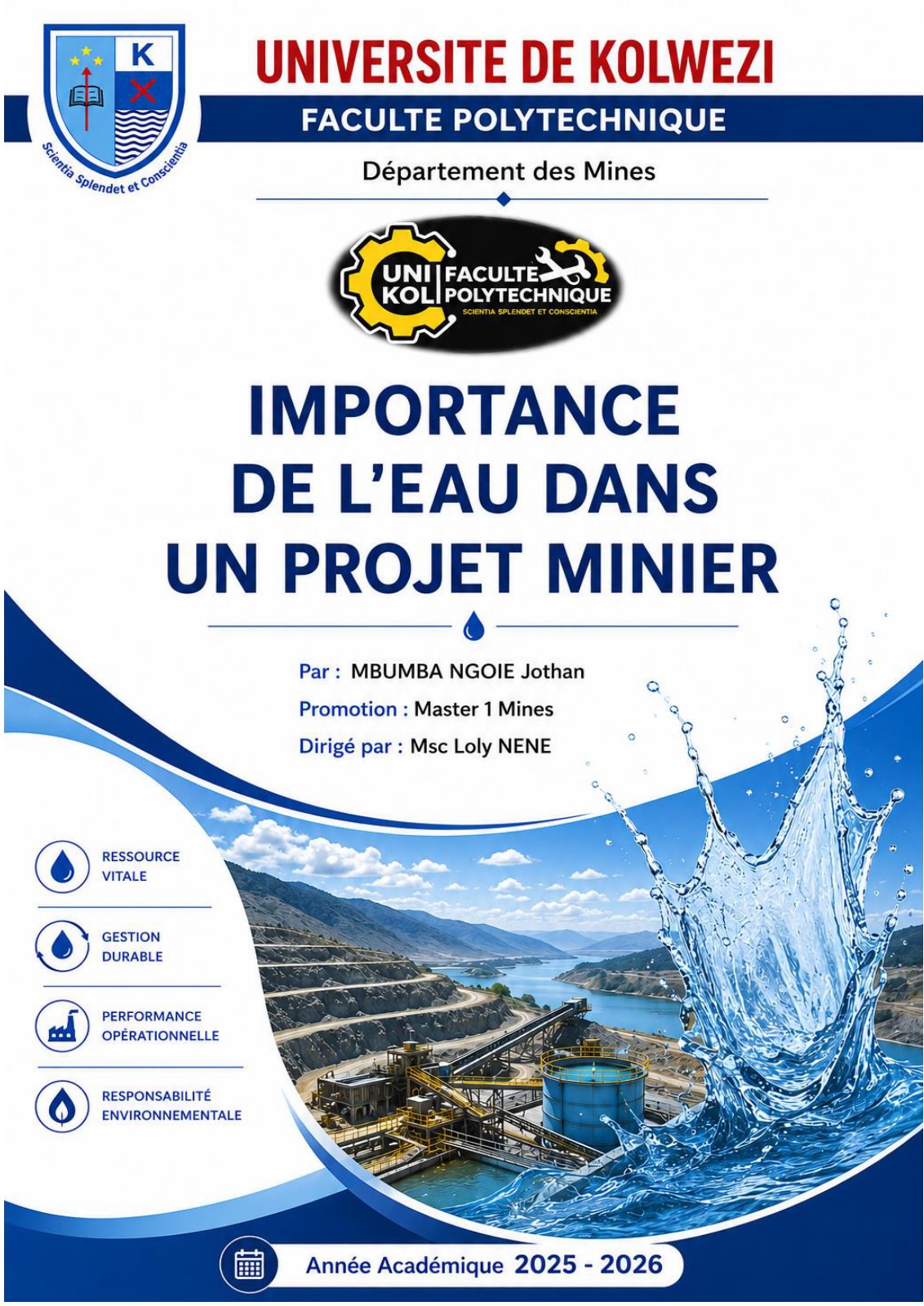 First page of IMPORTANCE DE L'EAU DANS UN PROJET MINIERdocx