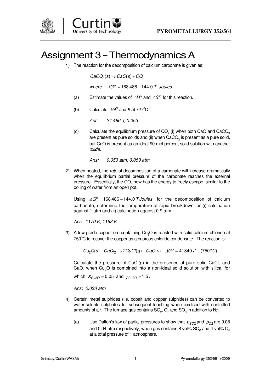 First page of ThermoA Assig2009
