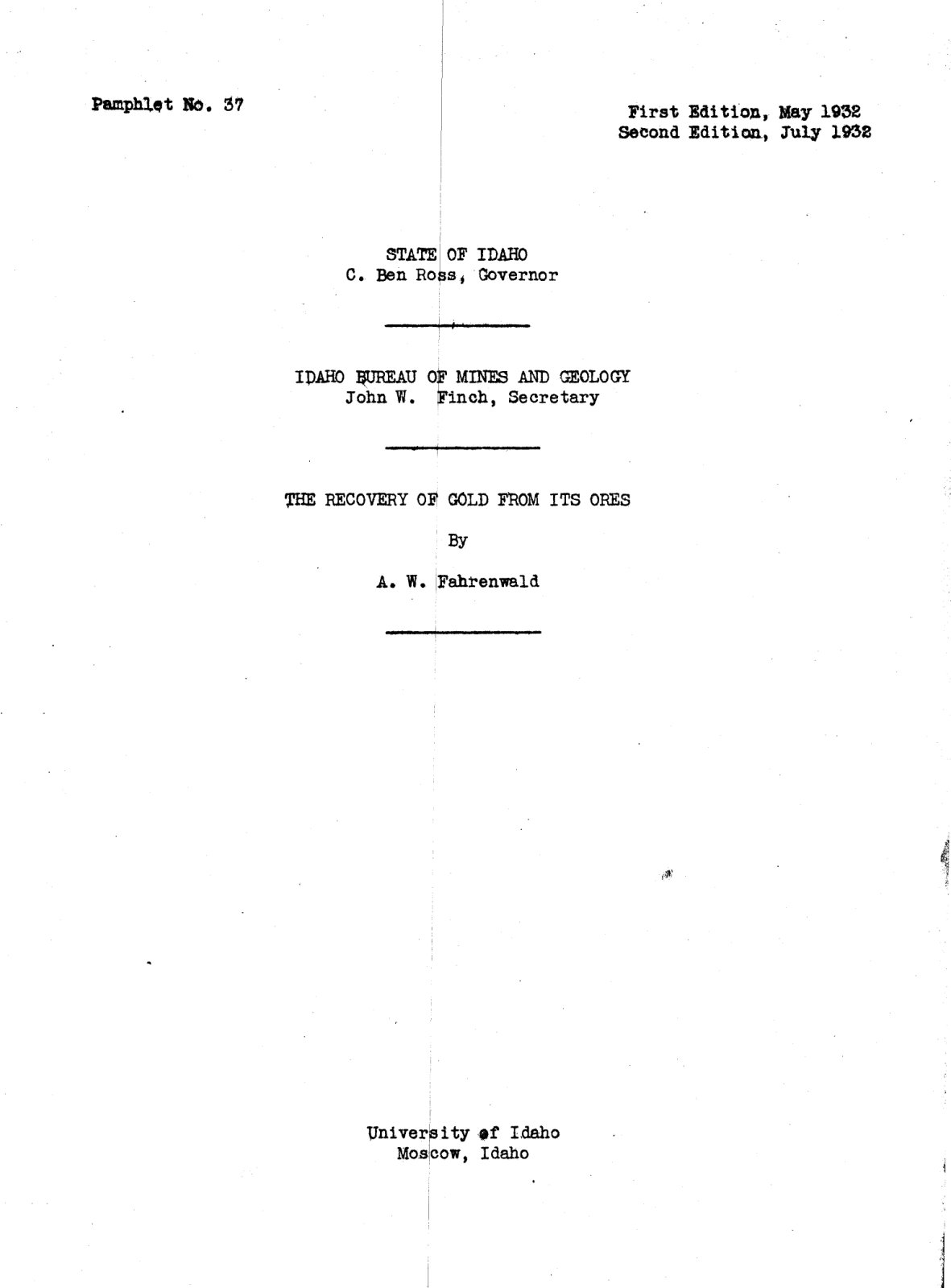 First page of 12831514 p 37 recovery of gold from its ores