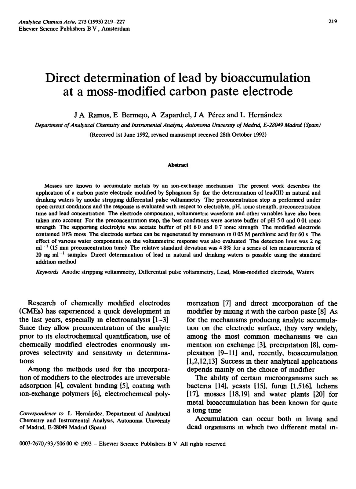 First page of Direct determination of lead by bioaccum