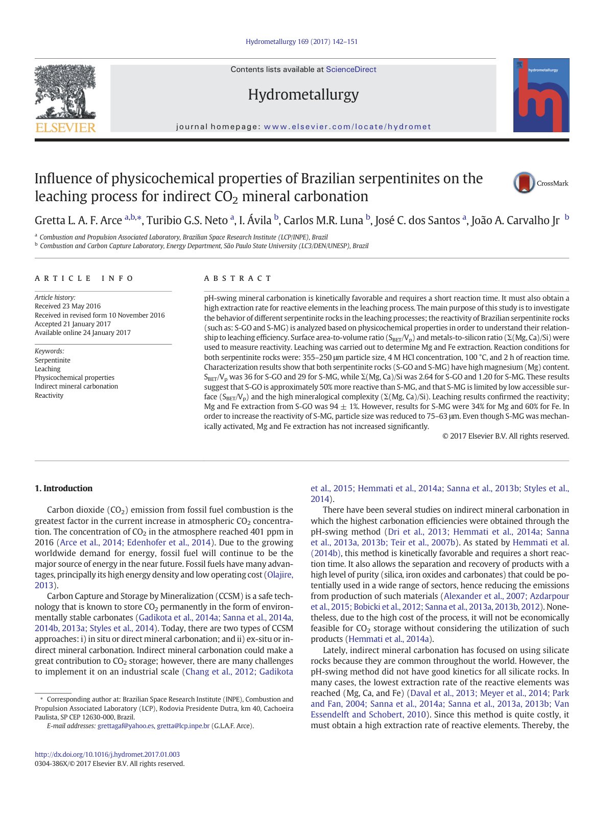 First page of Influence of physicochemical properties
