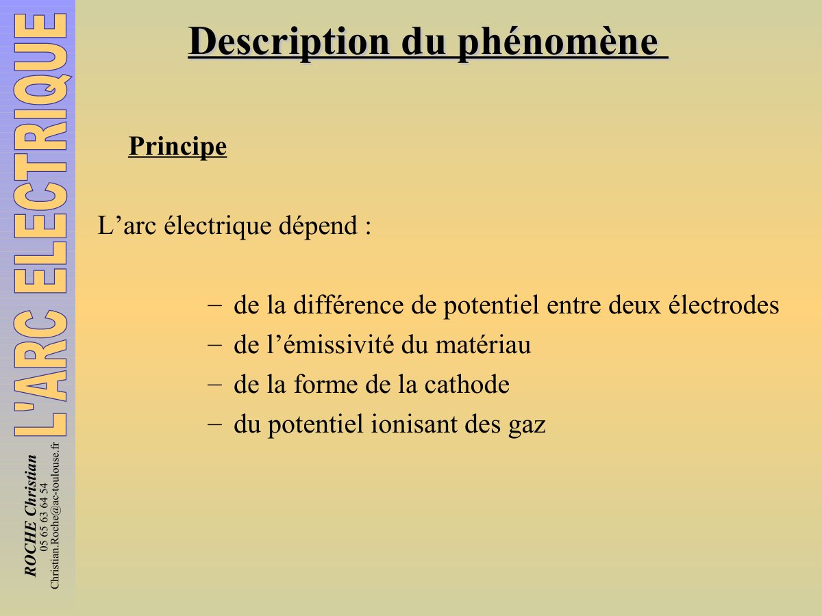 First page of arc electrique
