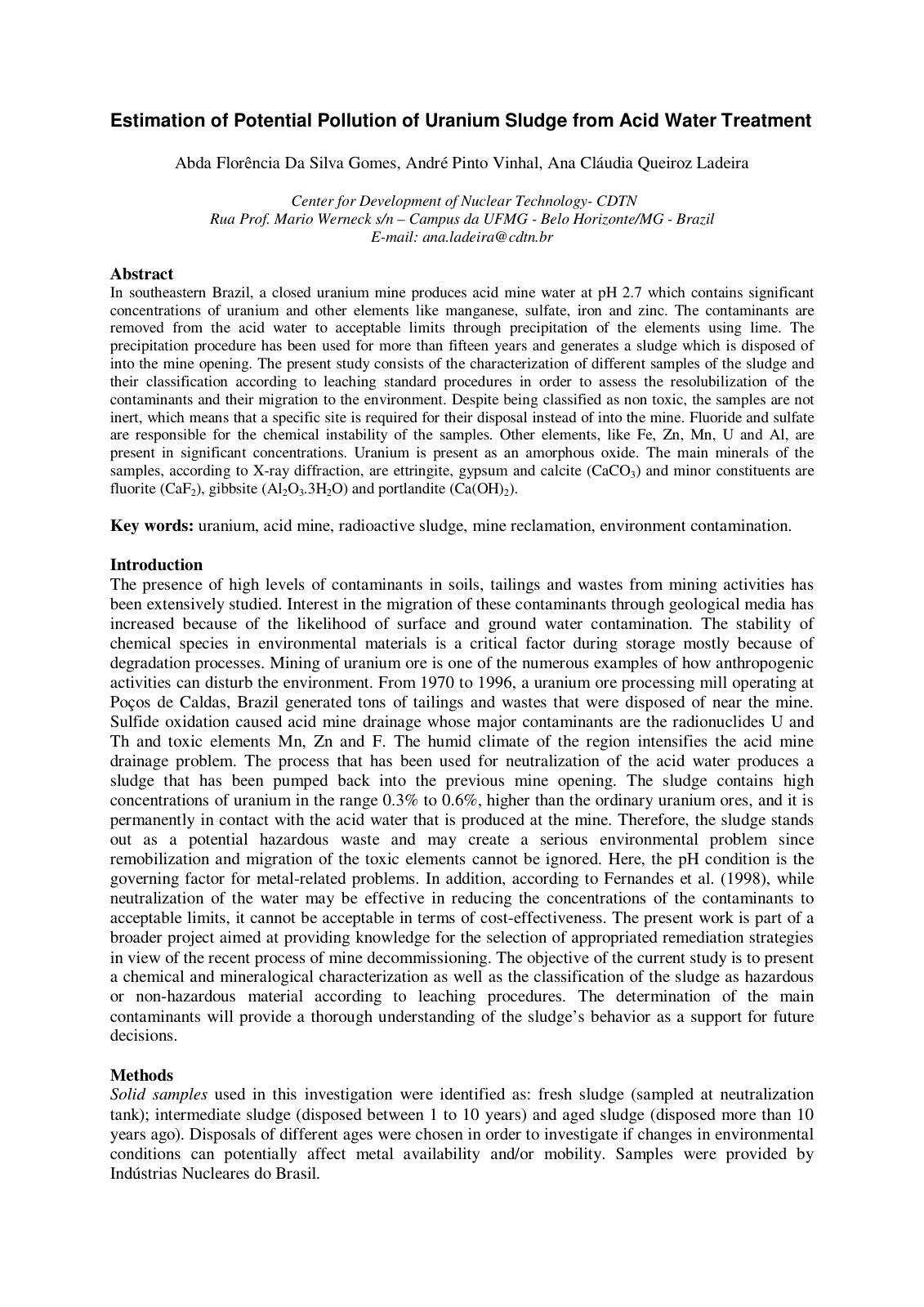 First page of Estimation of Potential Pollution of Ura
