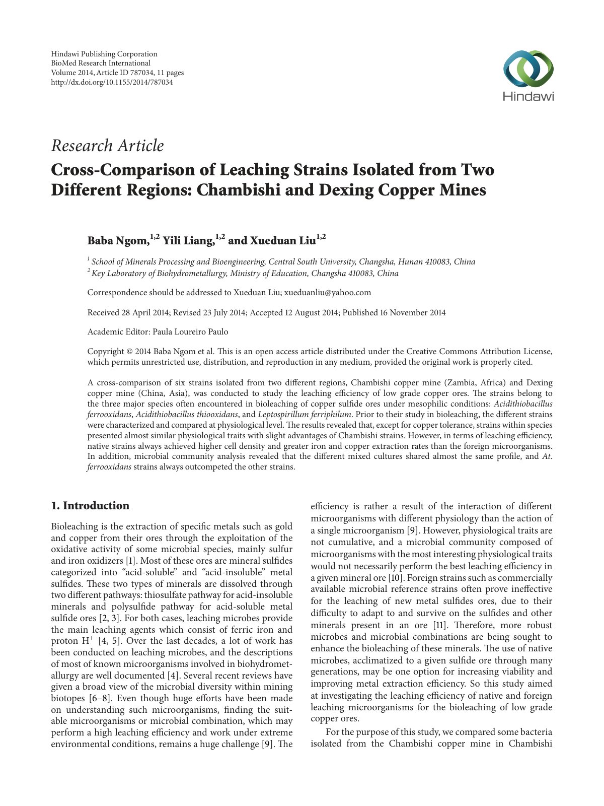 First page of Cross Comparison of Leaching Strains Iso