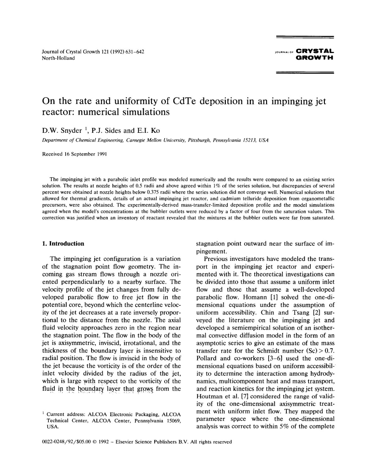 First page of On the rate and uniformity of CdTe depos (1)