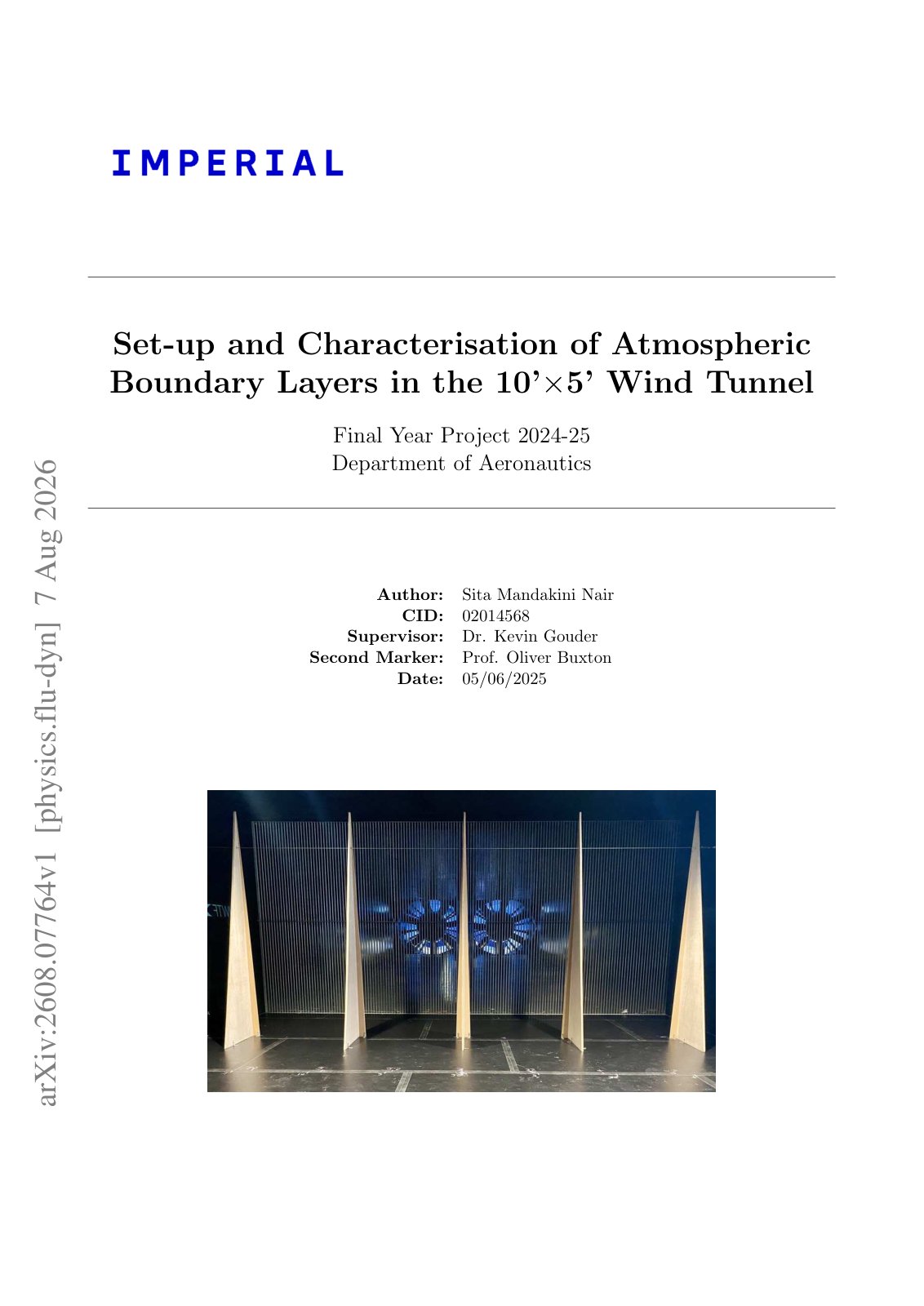 First page of Set-up and Characterisation of Atmospheric Boundary Layers in the 10’×5’ Wind Tunnel