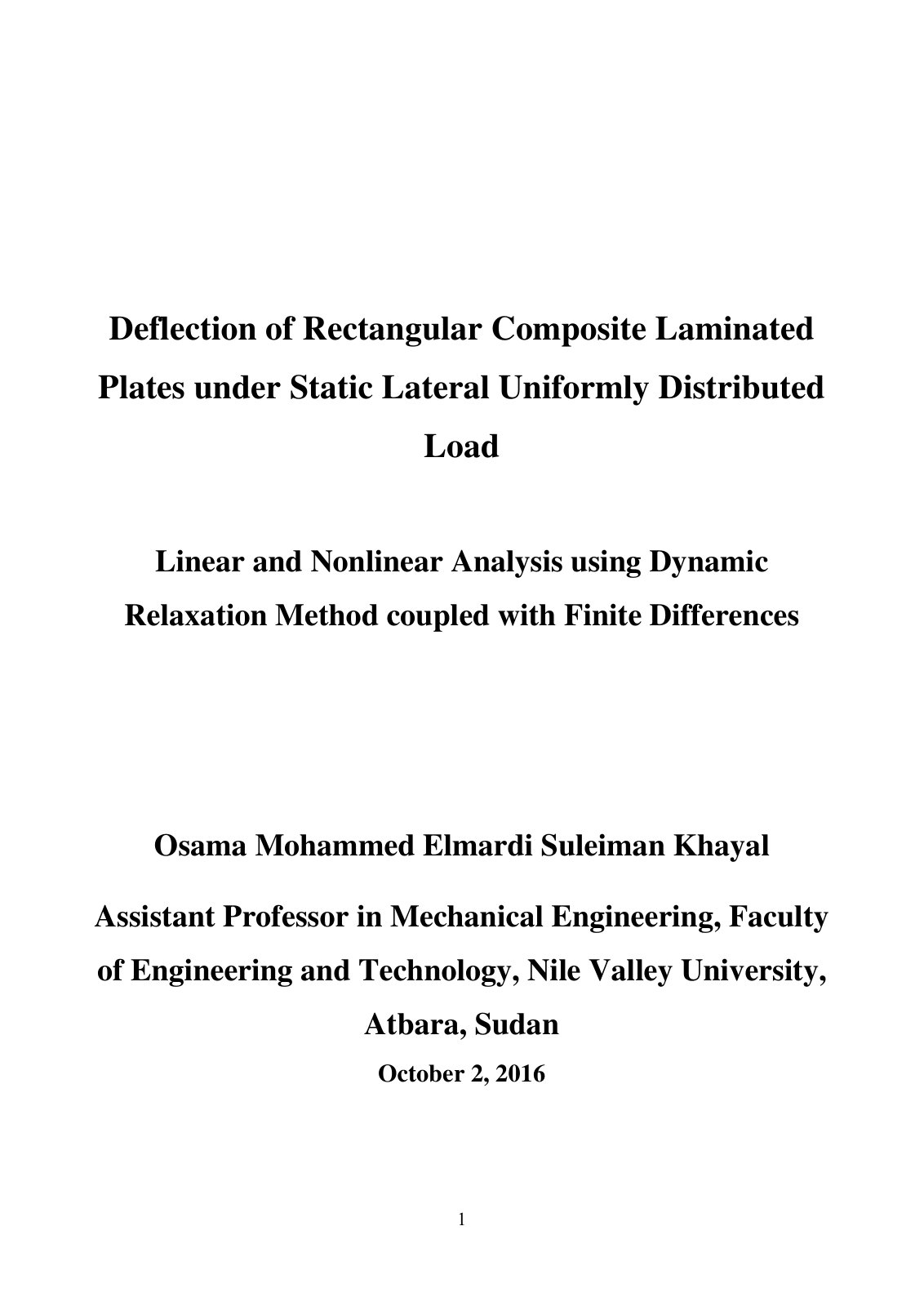 First page of Deflection of Rectangular Composite Lami