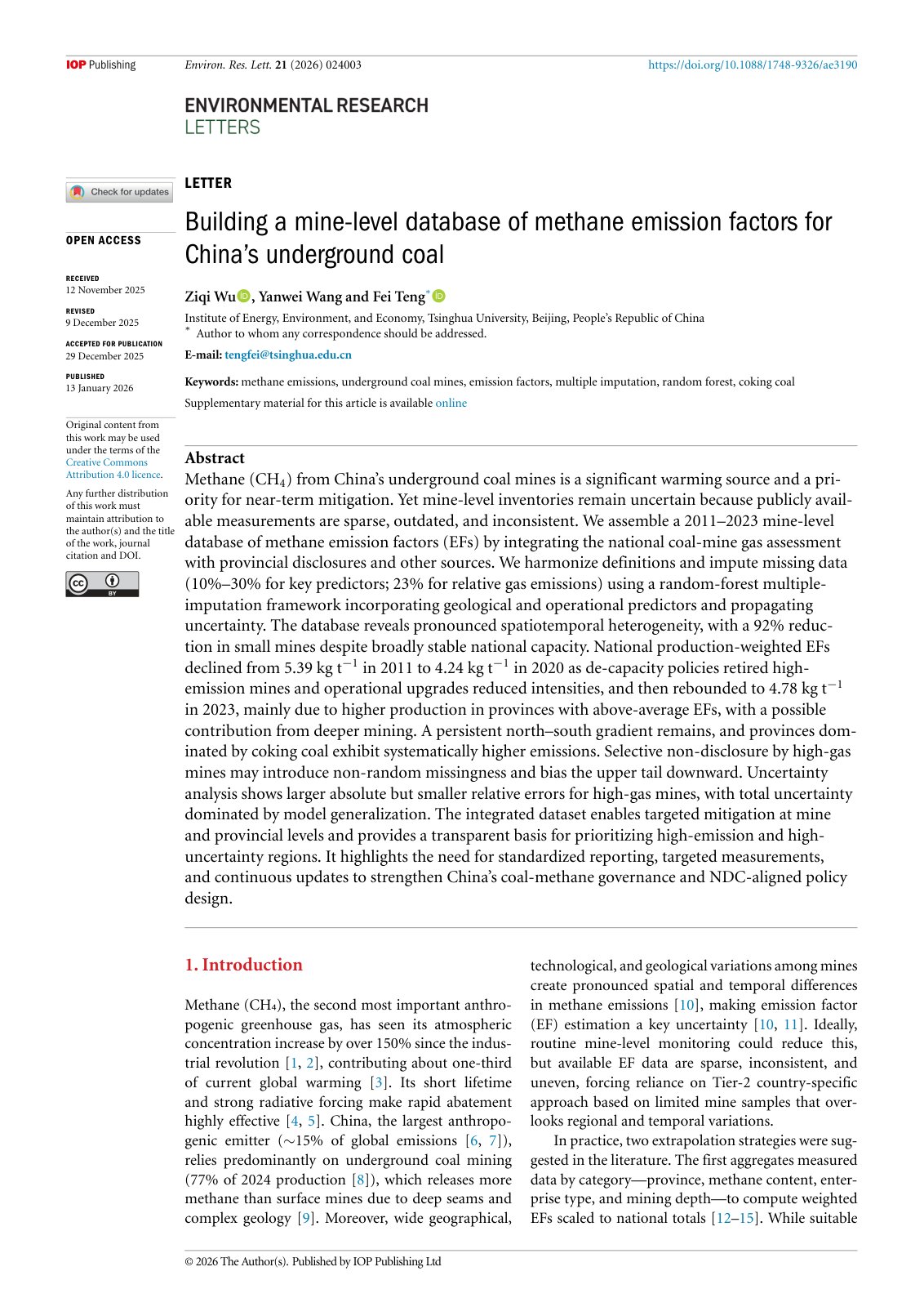 First page of Building a mine level database of methane emission (1)