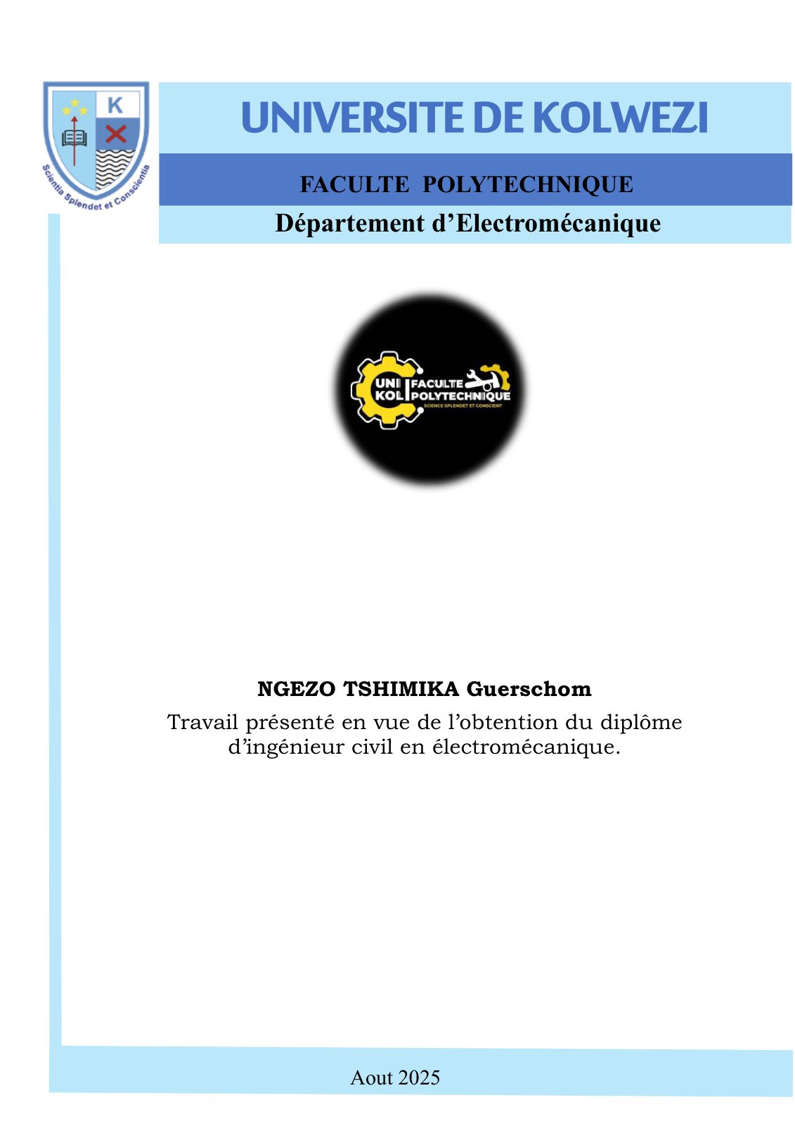 First page of MODELISATION ET ASSERVISSEMENT DES HYDROCYCLONES : Cas de l’entreprise MUTANDA MINING S.A.R.L phase 4(Z4)