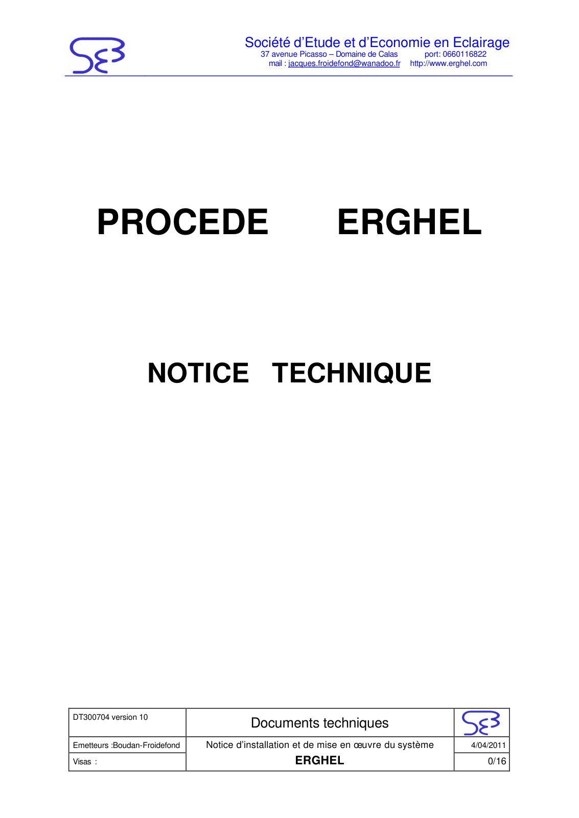 First page of Notice d’installation et de mise en œuvre du système