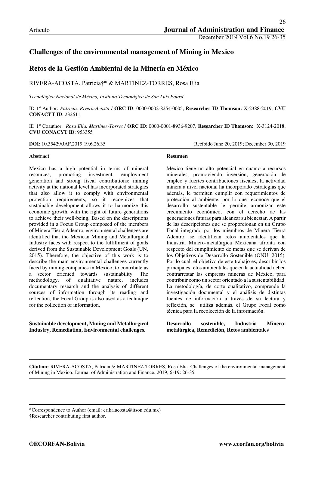 First page of Challenges of the environmental manageme