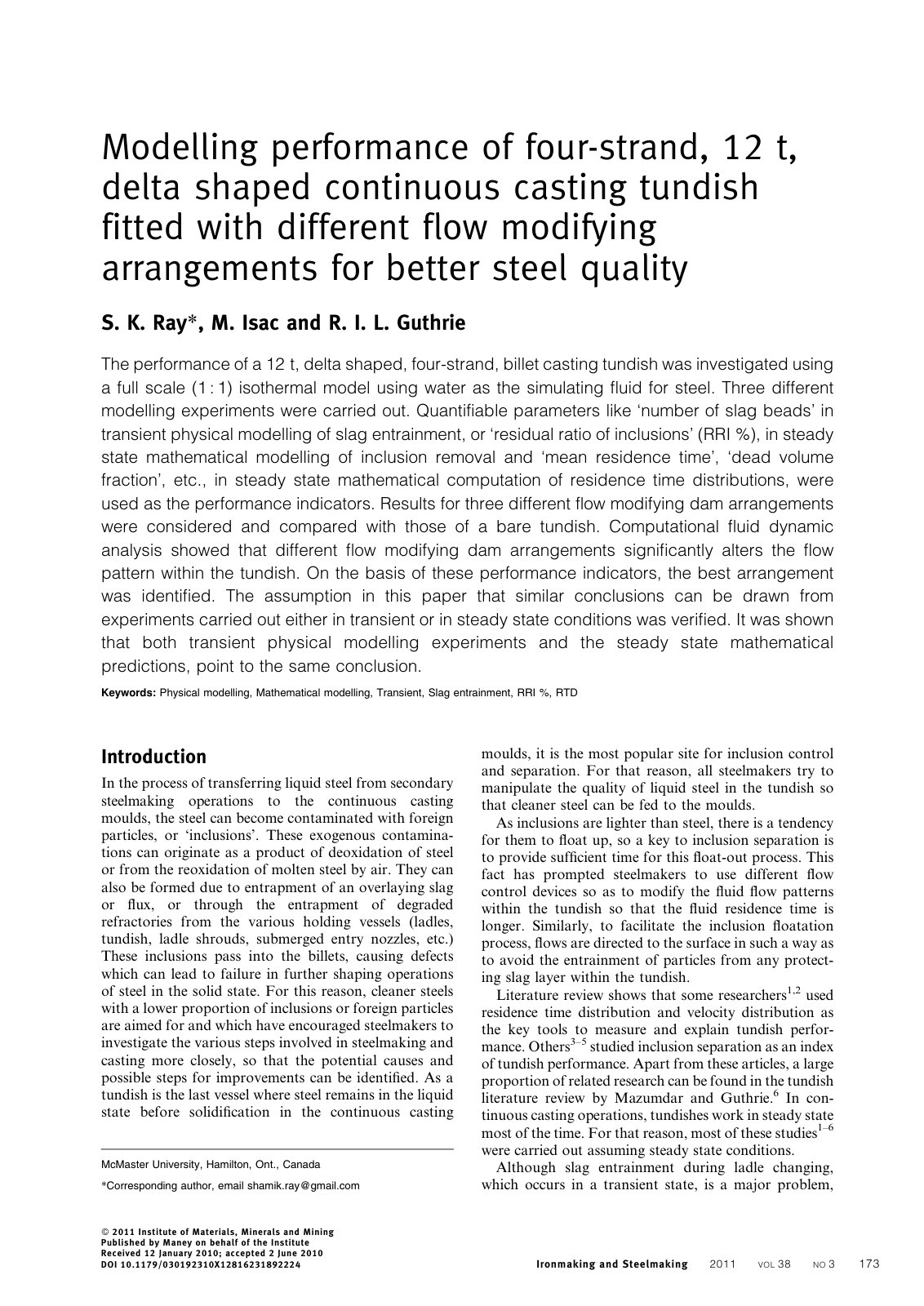 First page of Modelling performance of four strand 12
