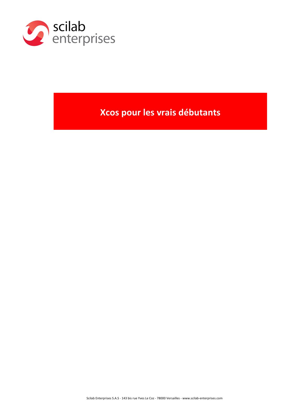 First page of Xcos pour les vrais débutants