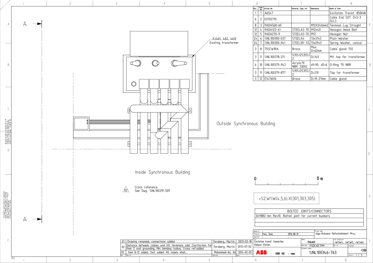 First page of Excitation transformer installation guidelines