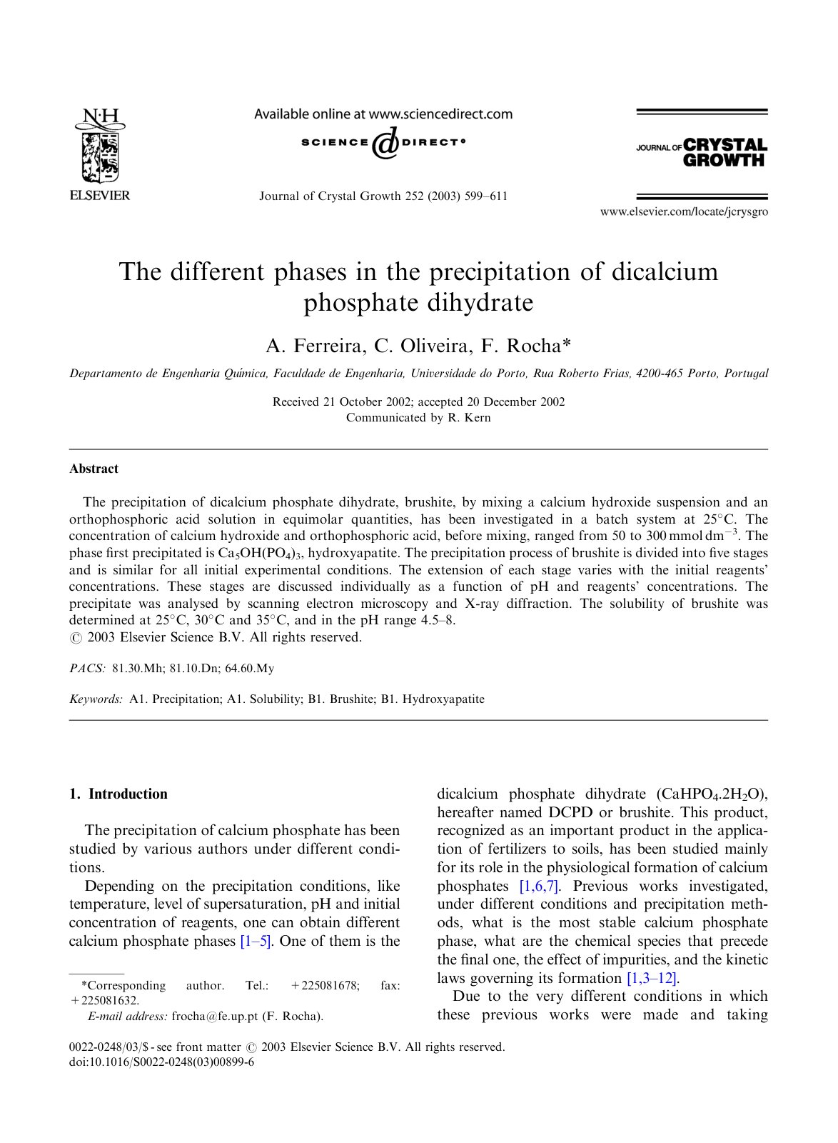 First page of The different phases in the precipitatio