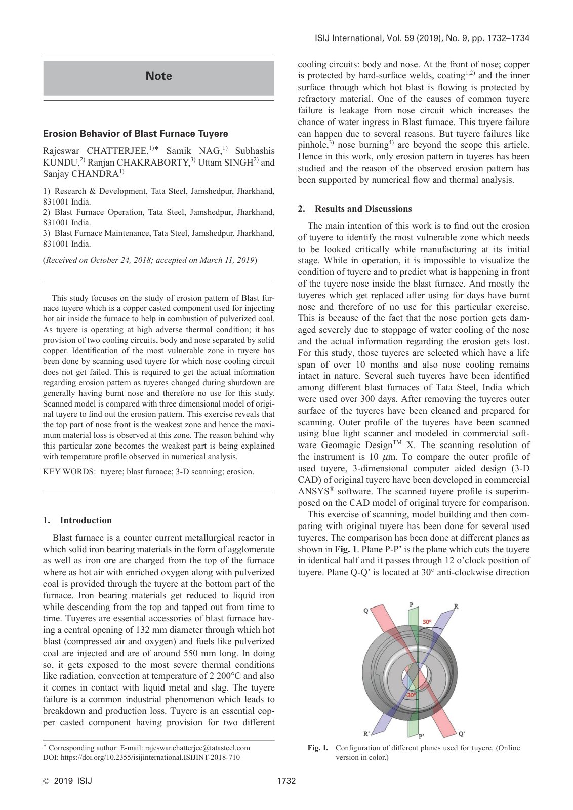First page of Erosion Behavior of Blast Furnace Tuyere