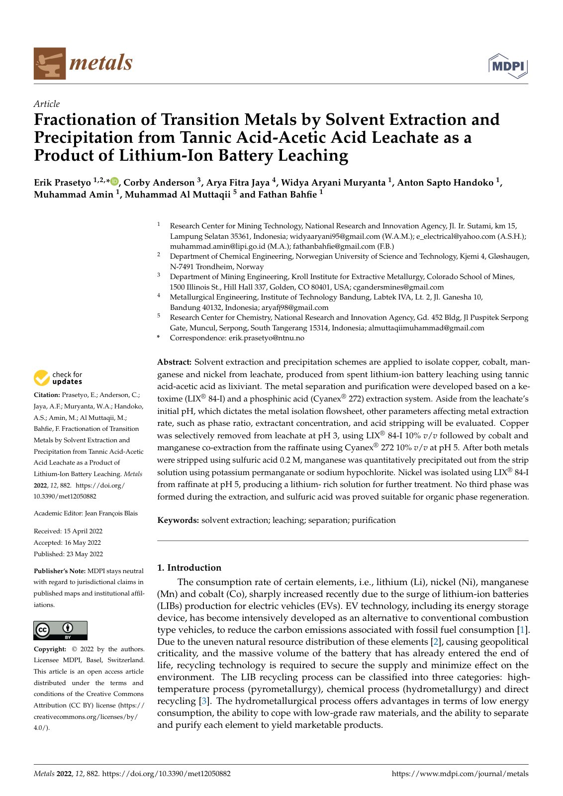 First page of Fractionation of Transition Metals by So