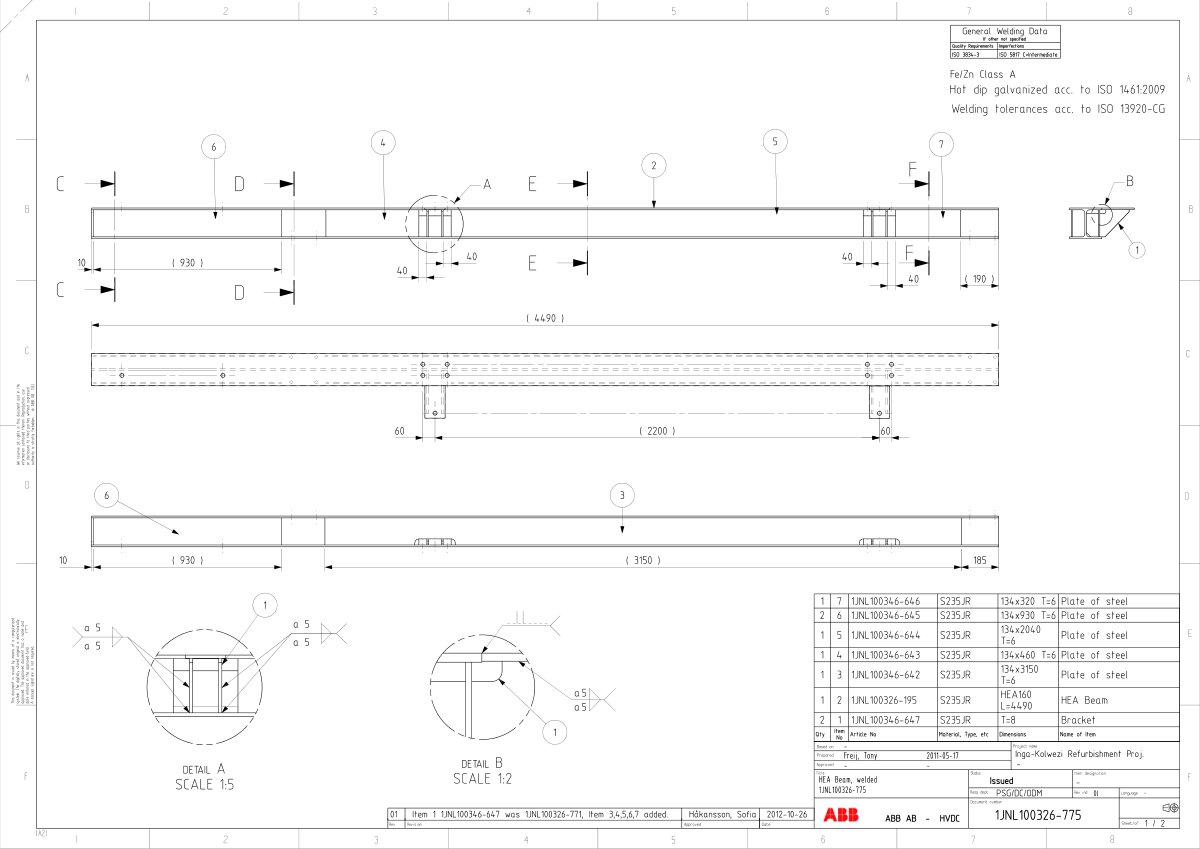 First page of General Welding Data