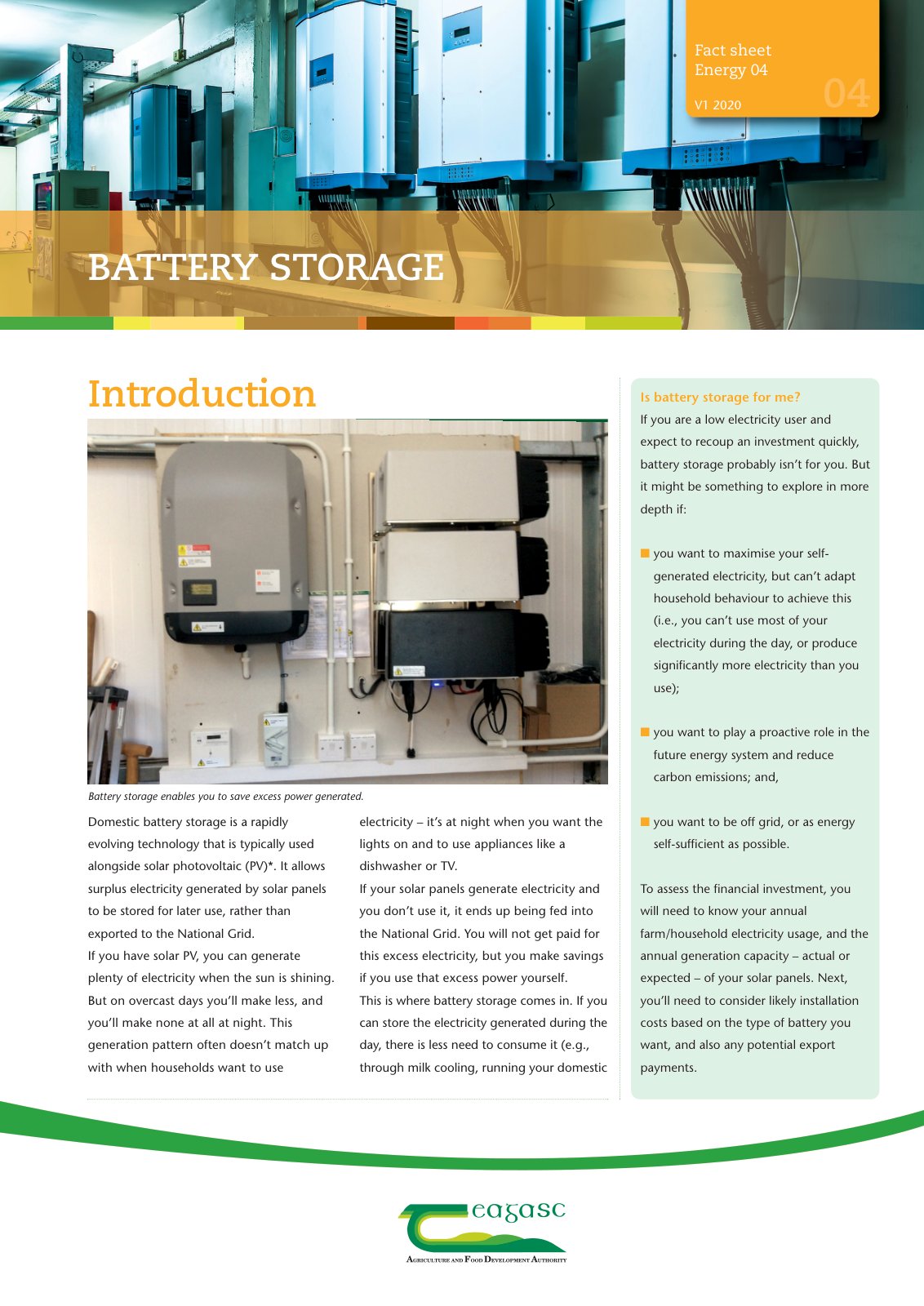 First page of Energy 4 Battery Storage