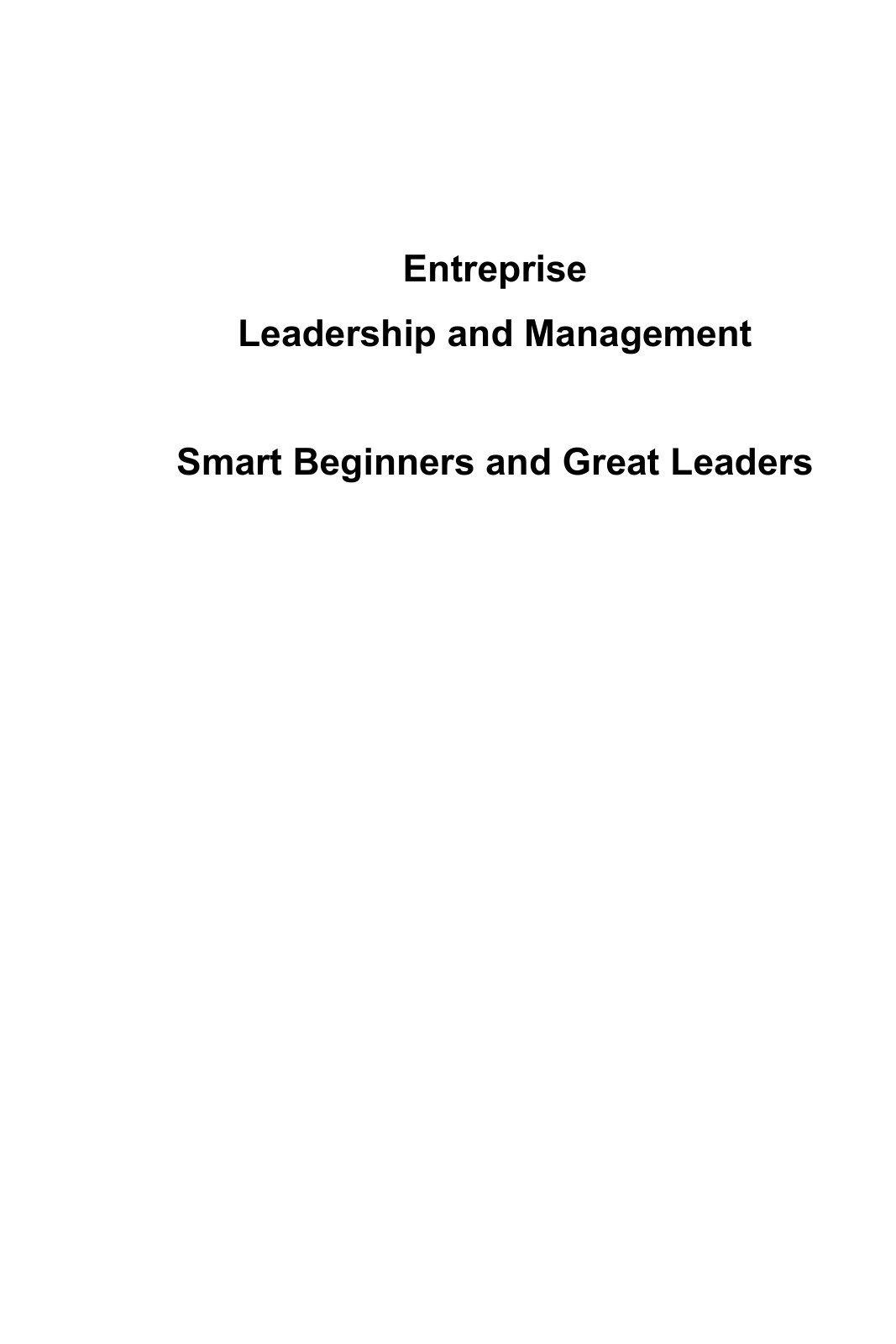 First page of Entreprise leadership and management   20190114   Livre