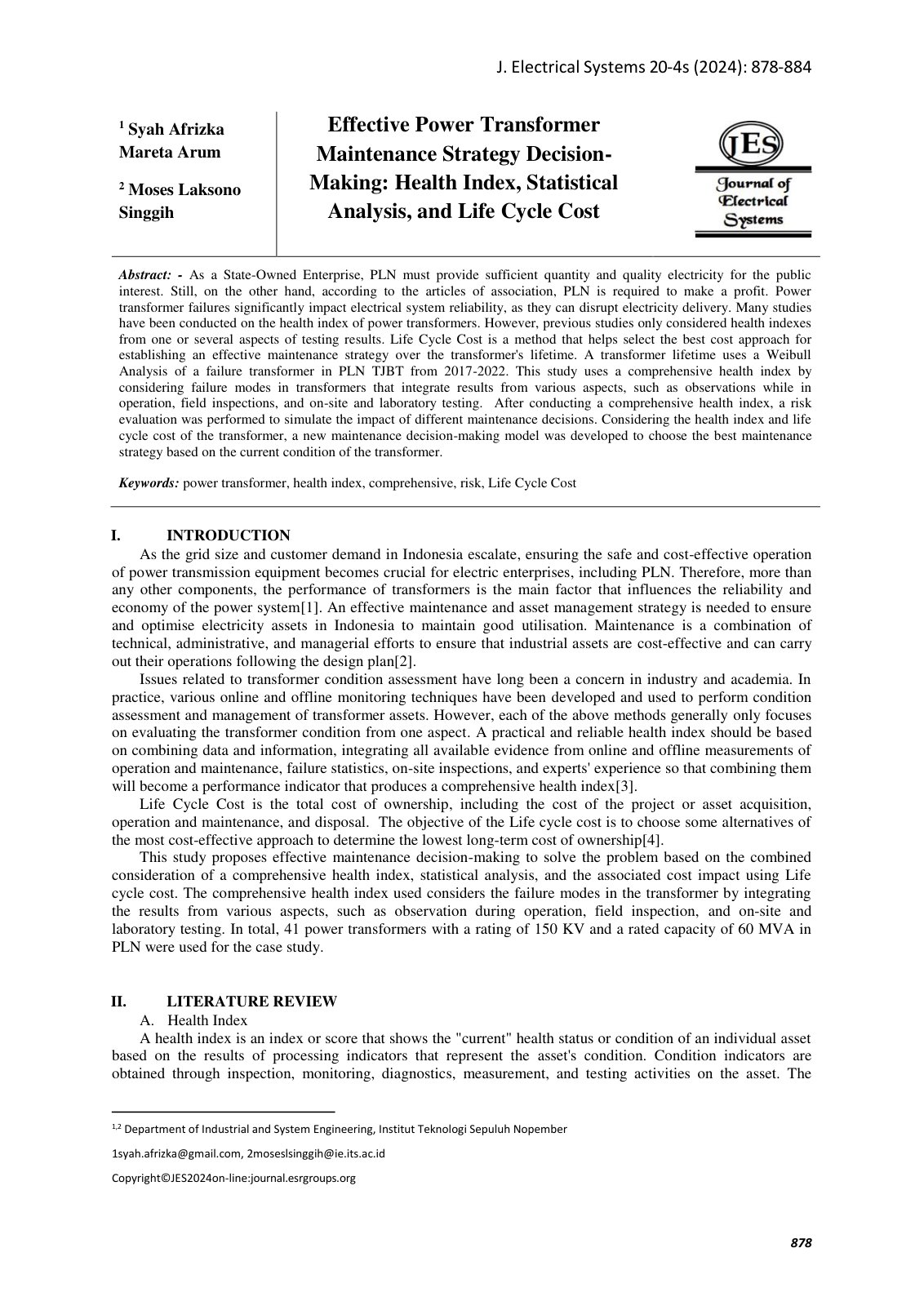 First page of Effective Power Transformer Maintenance Strategy D