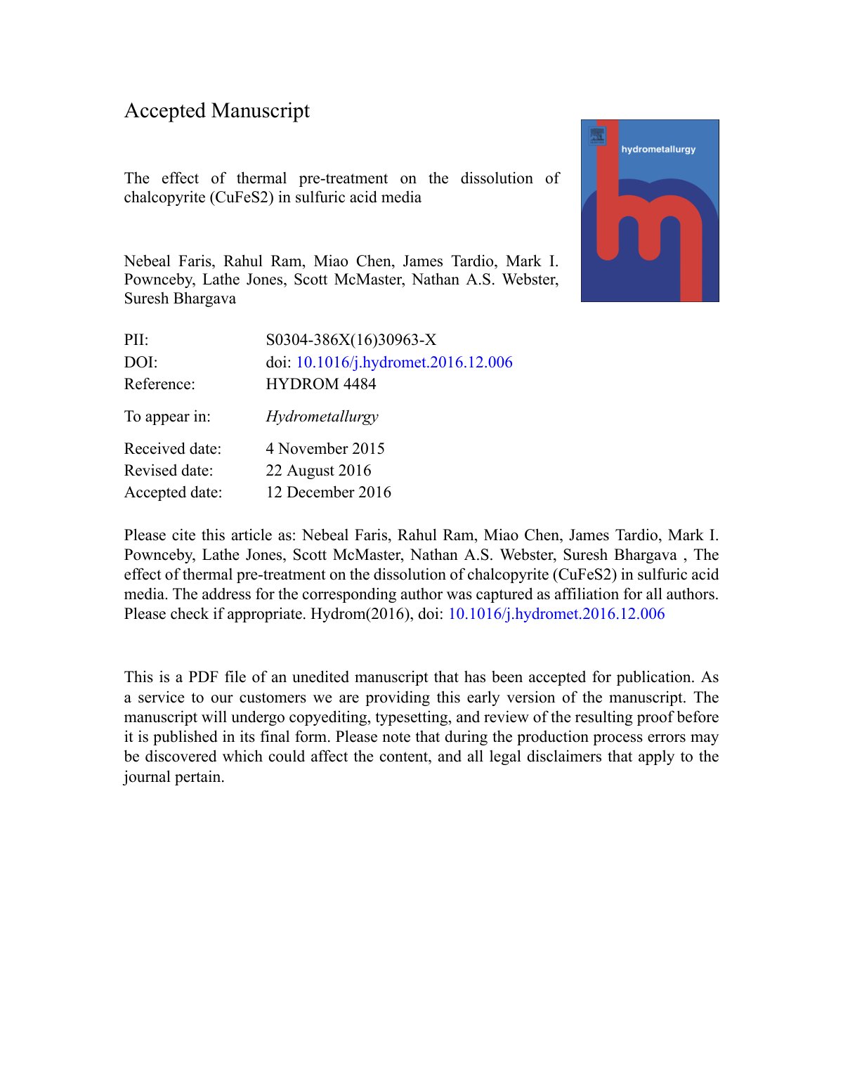 First page of The effect of thermal pre treatment on t