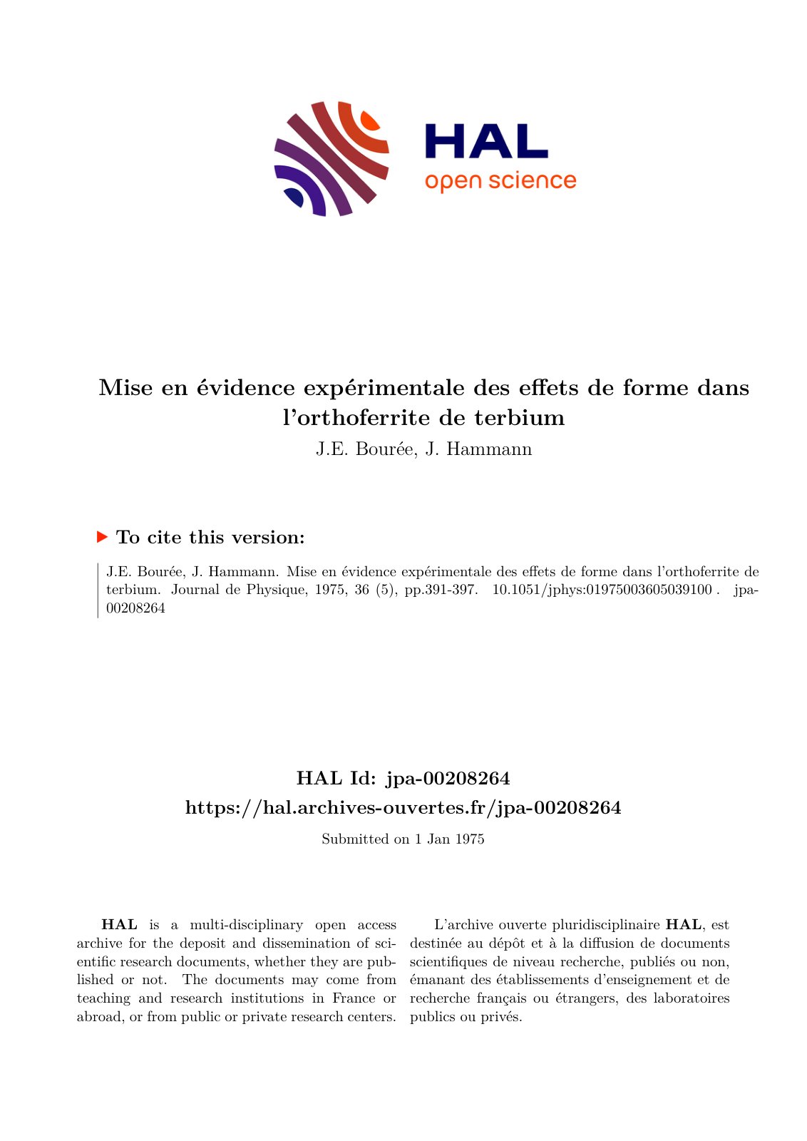 First page of Mise en evidence experimentale des effet