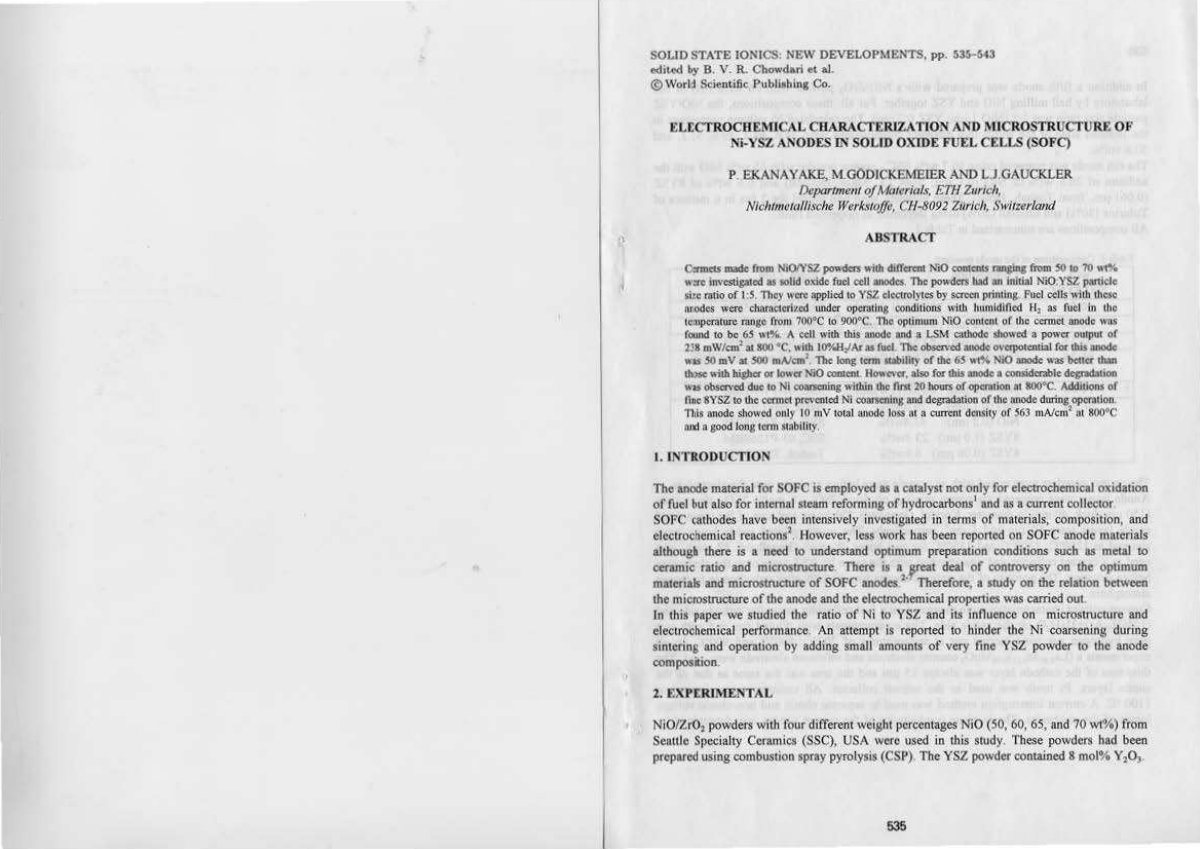 First page of electrochemical characterization and microstructure of Ni-YSZ anodes in solid oxide fuel cells (SOFC)