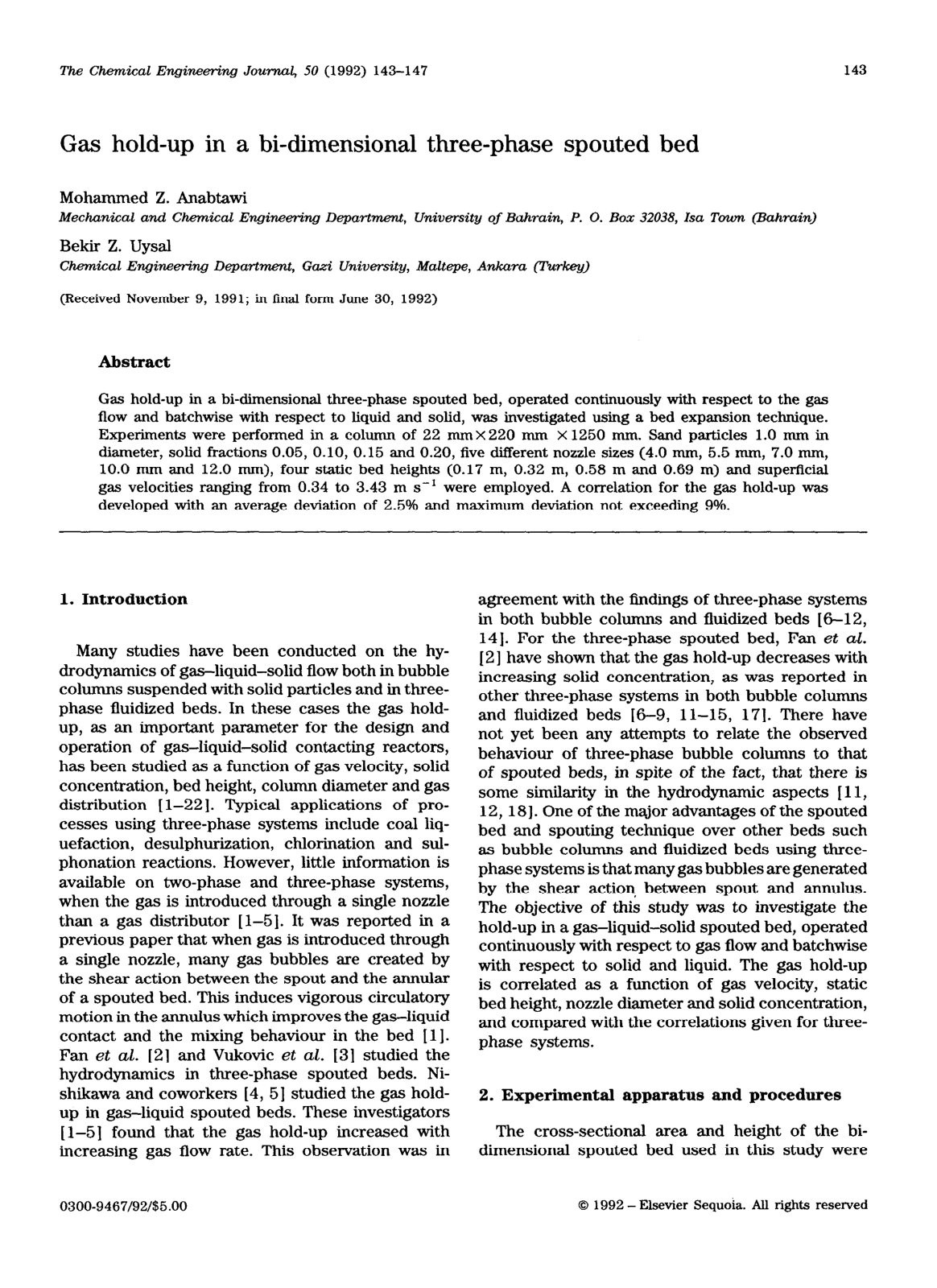 First page of Gas hold up in a bi dimensional three ph