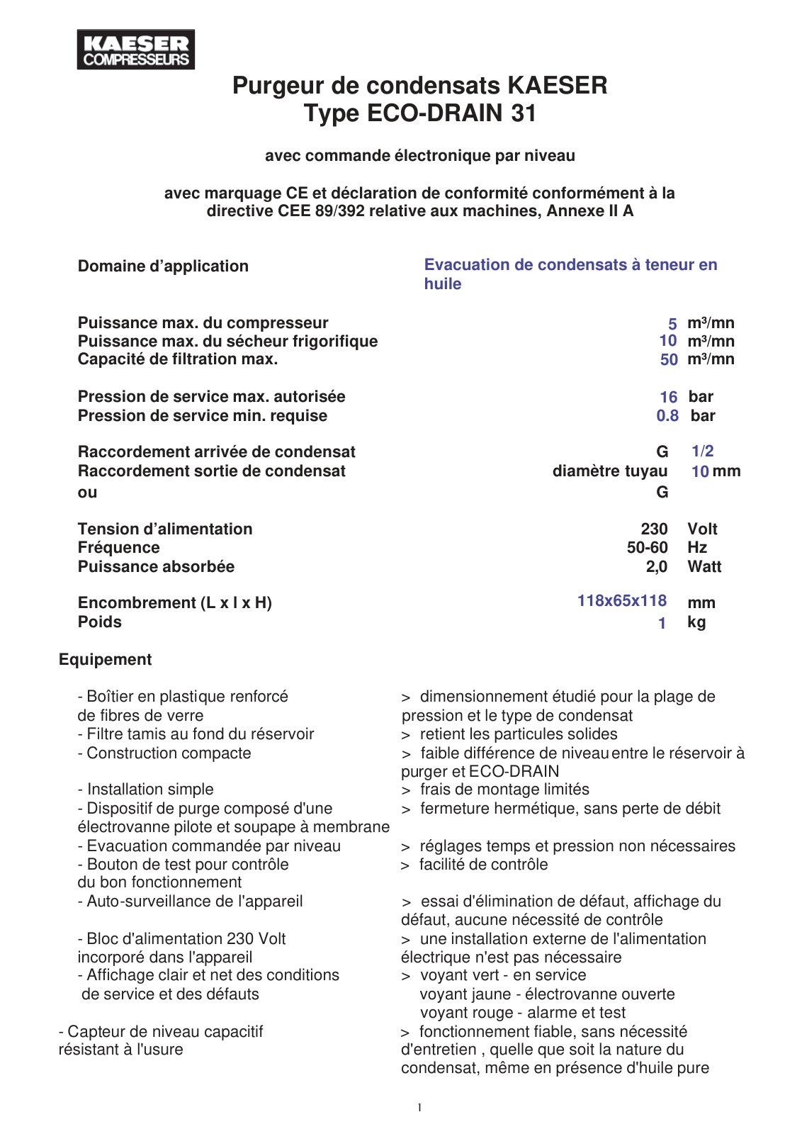 First page of description ecn drain31 