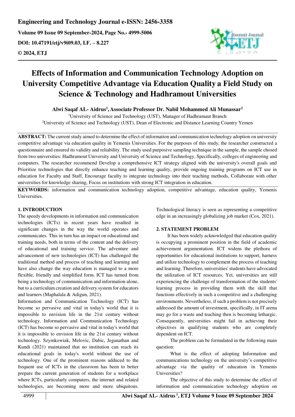 First page of Effects of Information and Communication Technology Adoption on 