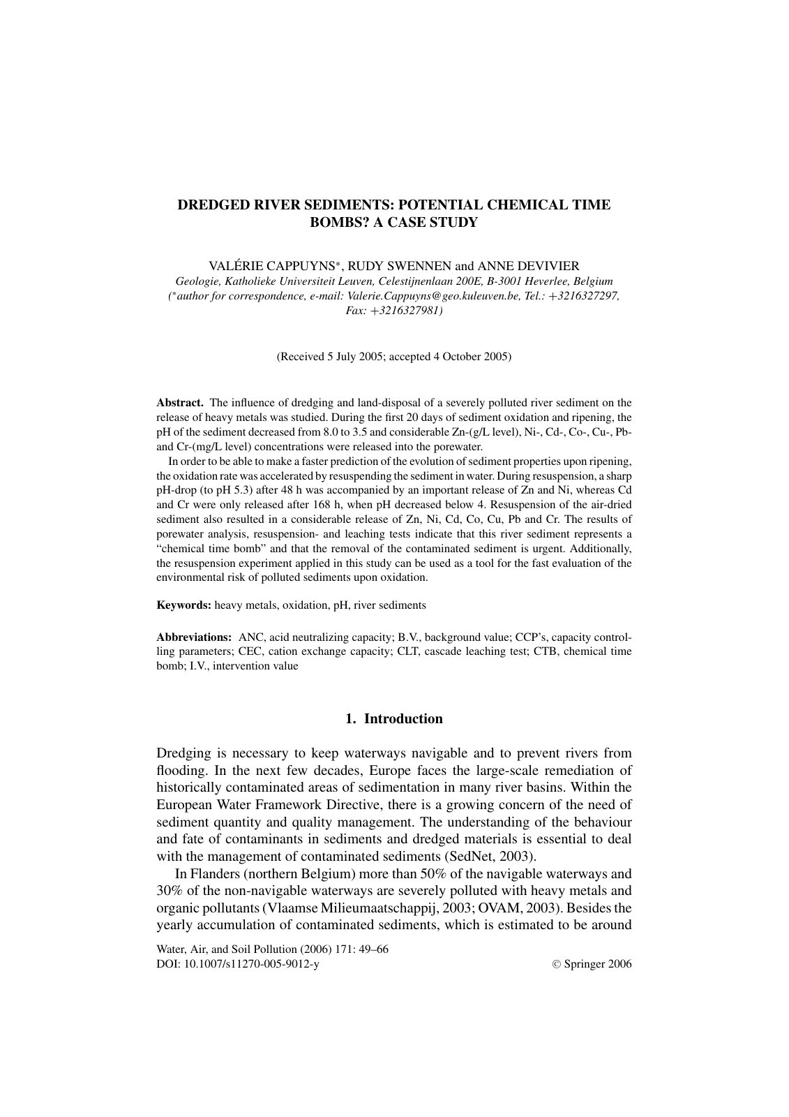 First page of Dredged River Sediments Potential Chemic