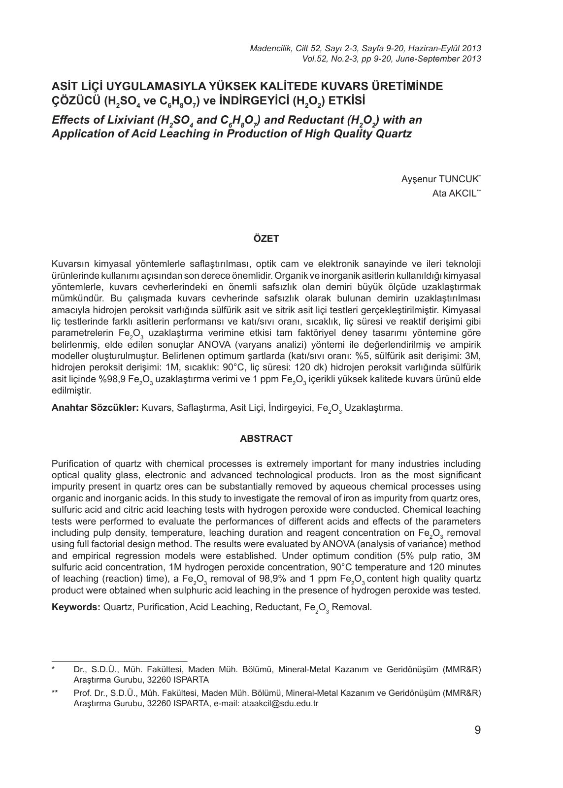 First page of Effects of Lixiviant H2SO4 and C6H8O7 an