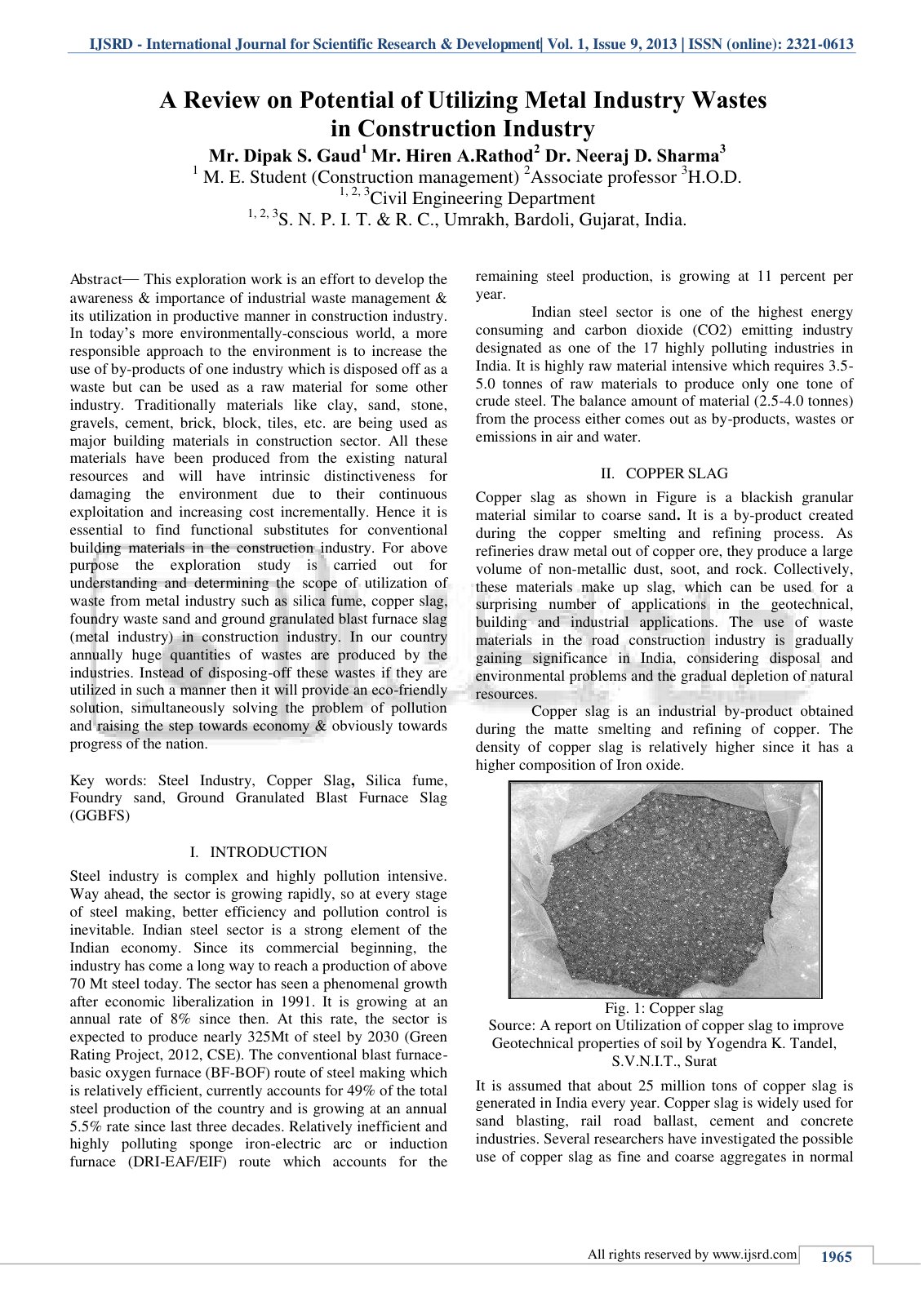 First page of A Review on Potential of Utilizing Metal