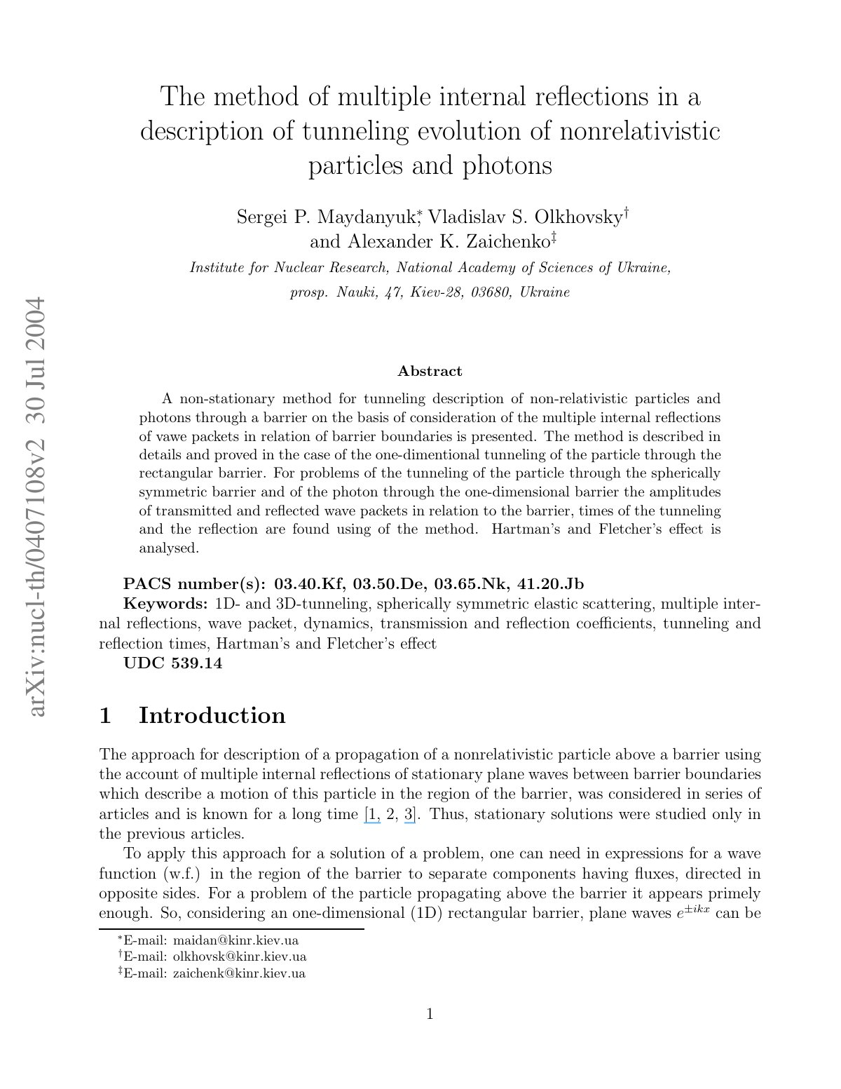 First page of The method of multiple internal reflecti