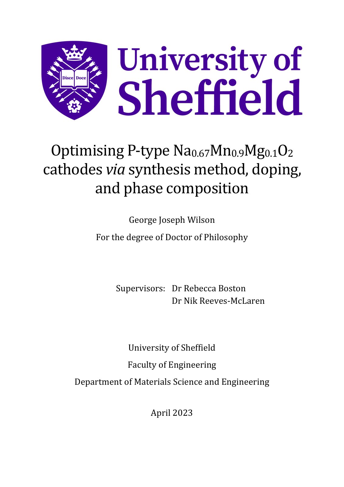 First page of 2023   Wilson   P Type Sodium Ion Cathodes