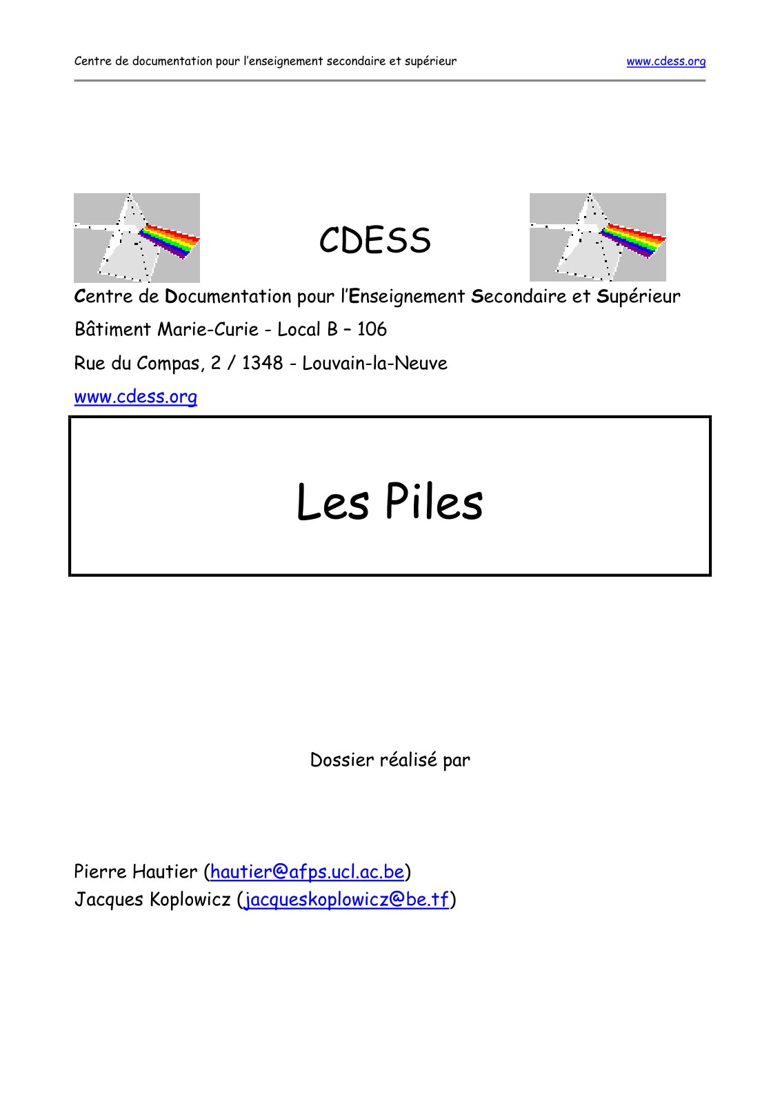First page of Les piles